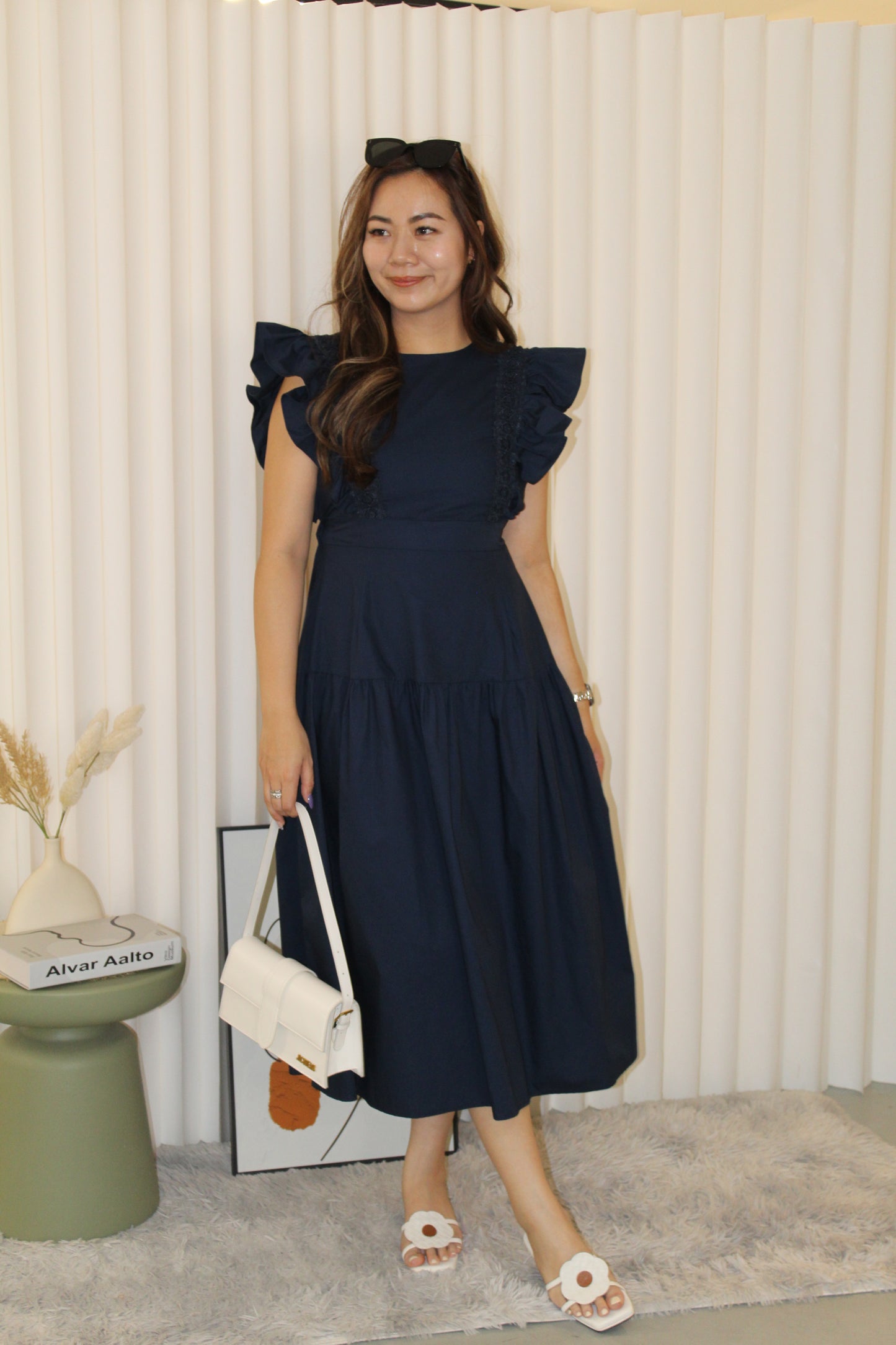Ivory Flare Midi Dress (Green)