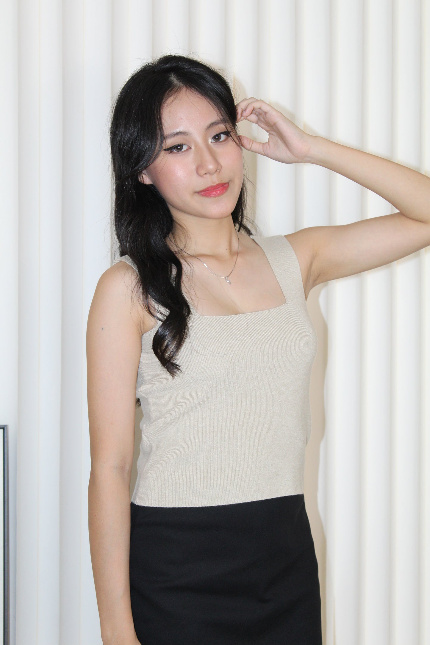 Angie Square Neck Knit Top (Blue)