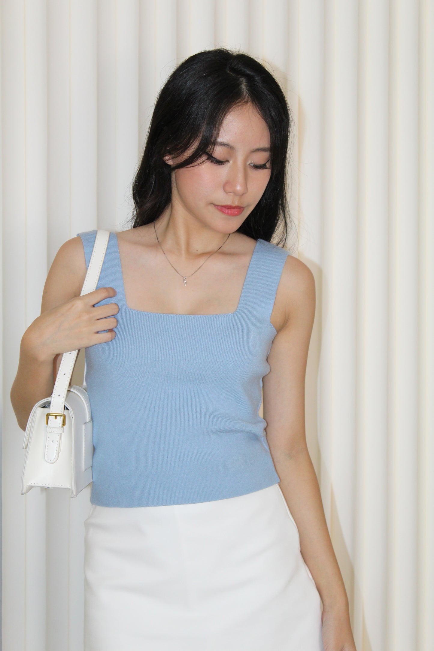 Angie Square Neck Knit Top (Blue)