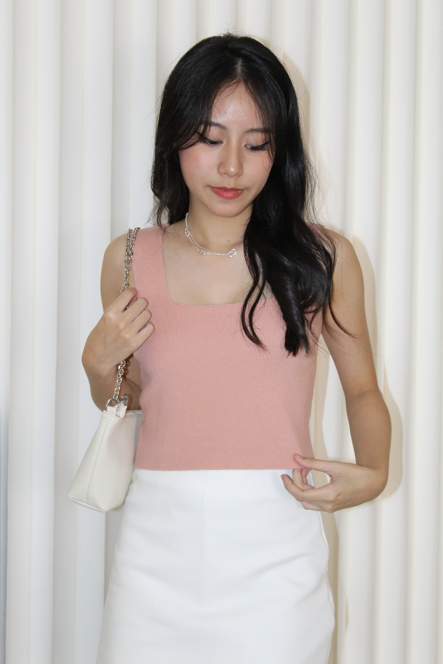 Angie Square Neck Knit Top (Blue)