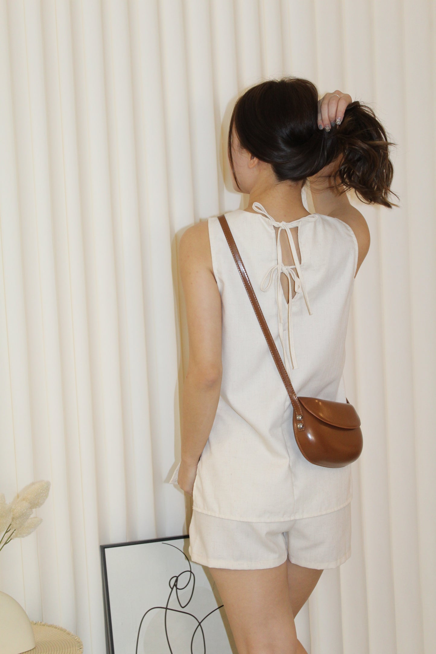 Celine Two Piece Shorts Set (Cream)