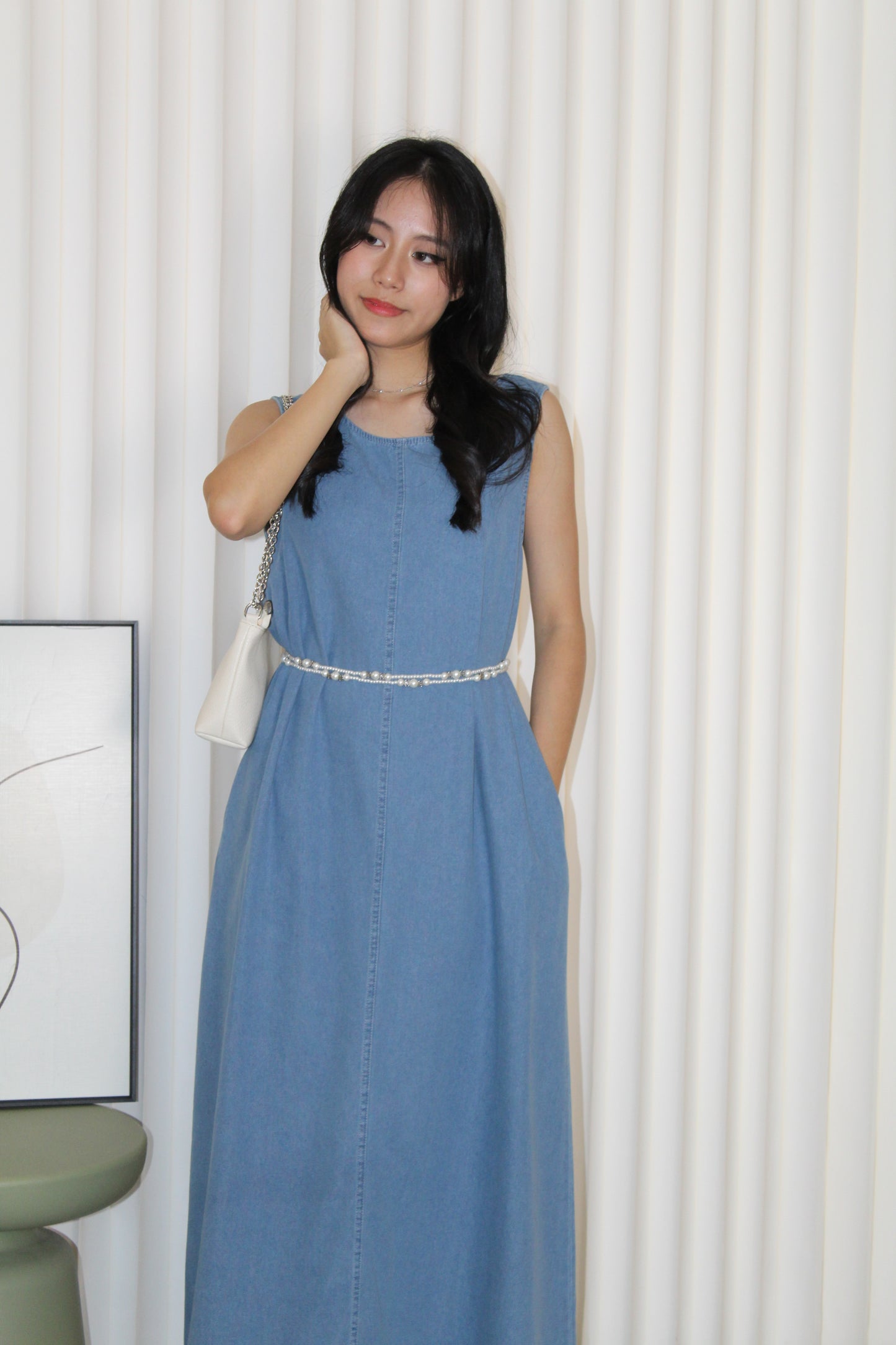 Daisy Straight Maxi Dress (Blue)