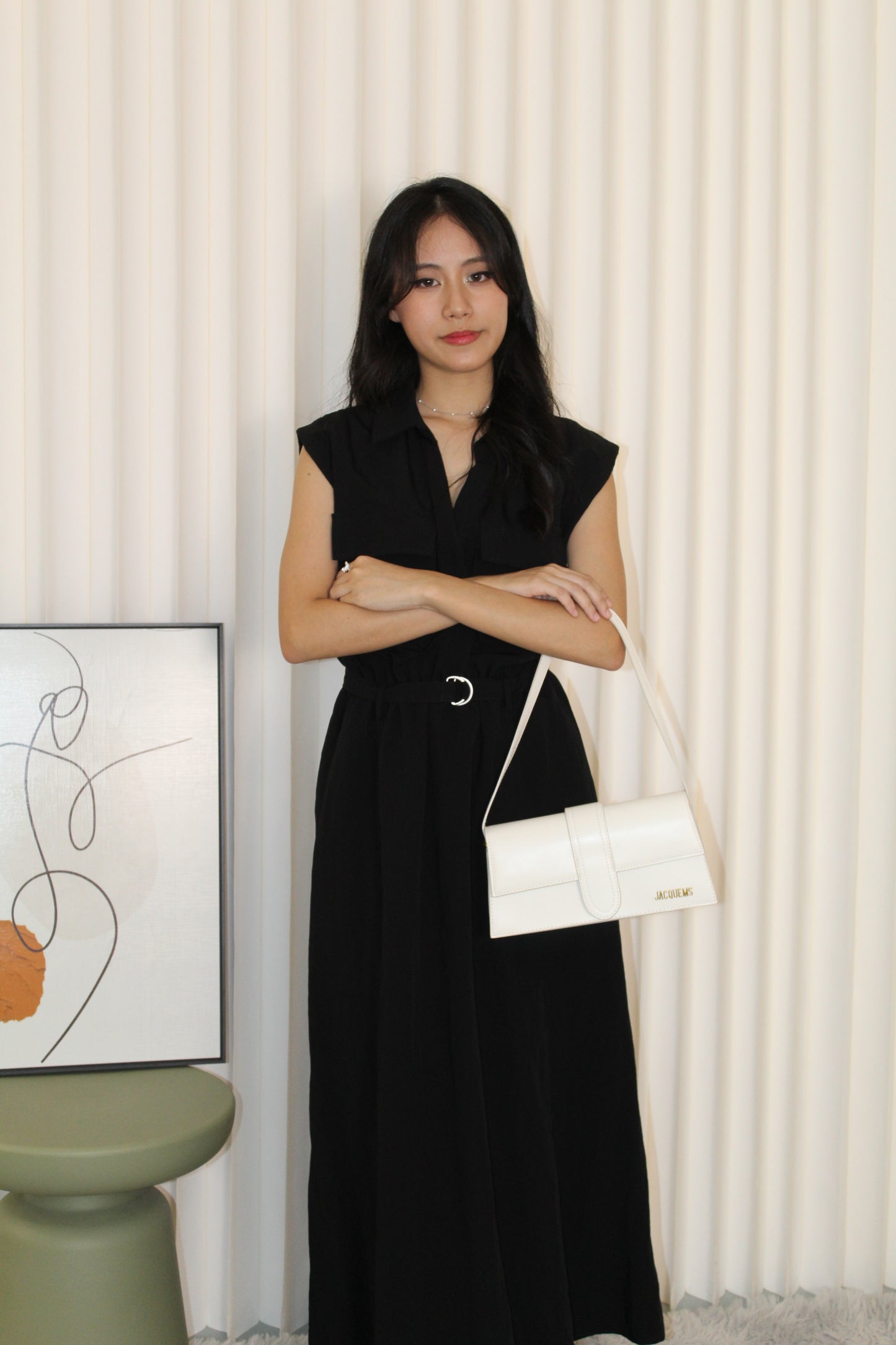 Nadia Collared Midaxi Dress (Black)