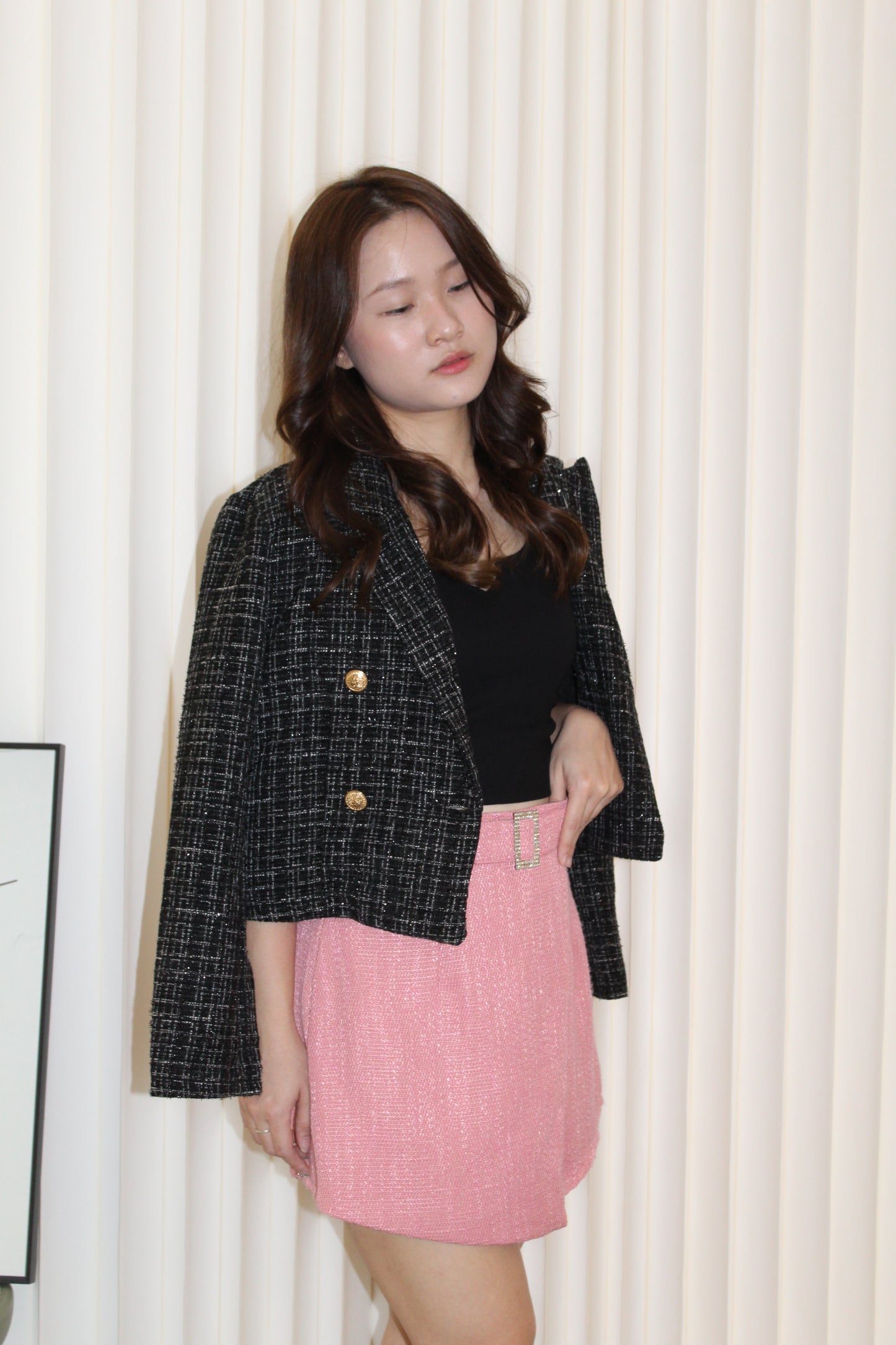 Sherlyn Tweed Skorts With Belt (Pink)