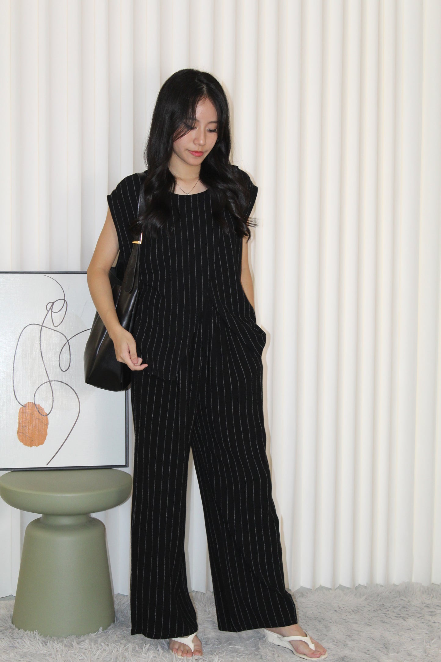 Azura Stripes Two Piece Set (Black)