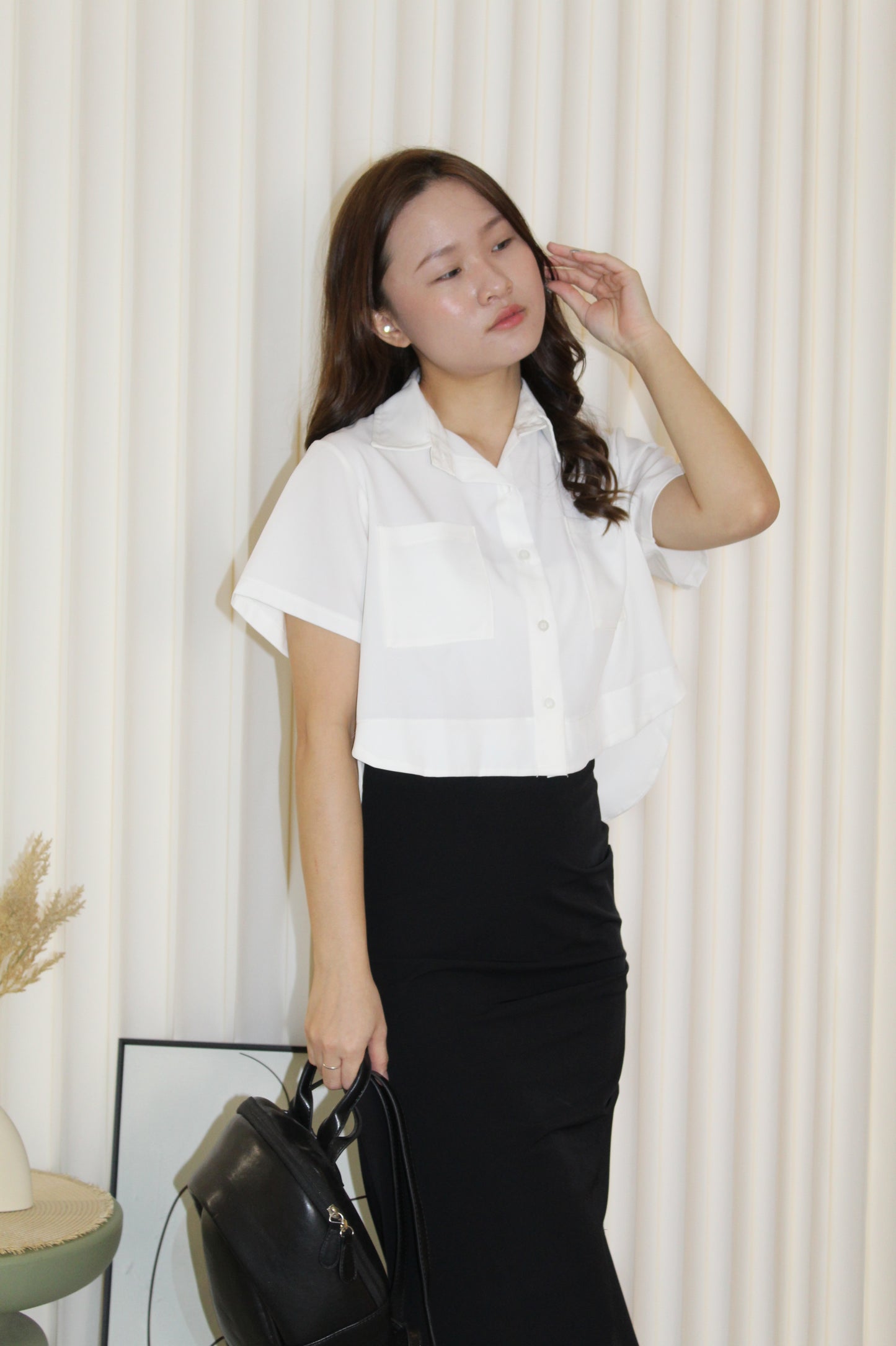 Ysabel Button Up Crop Top (Pink)