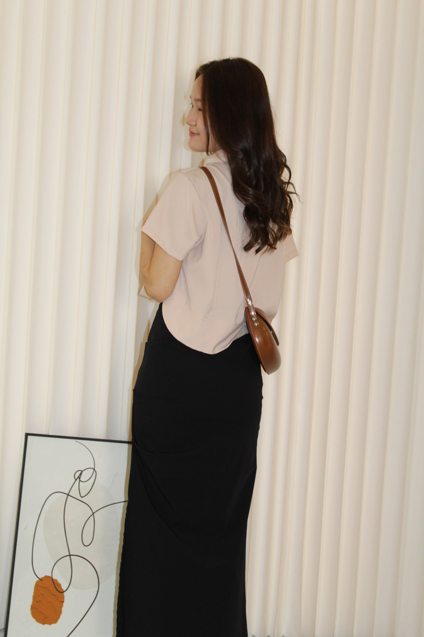 Rebecca Ruched Slit Maxi Skirt (Black)