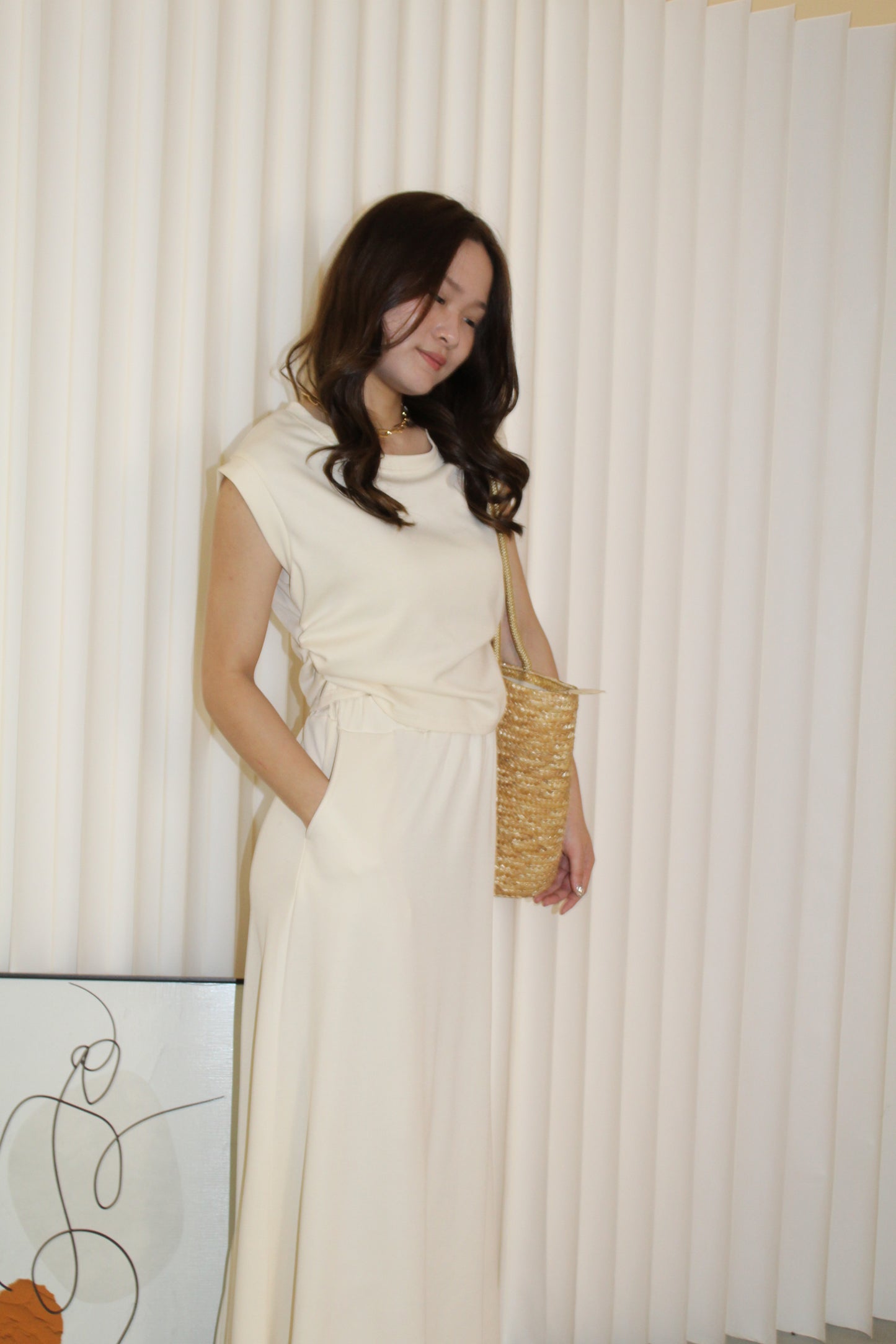 Keira Cotton Maxi Skirt (Cream)