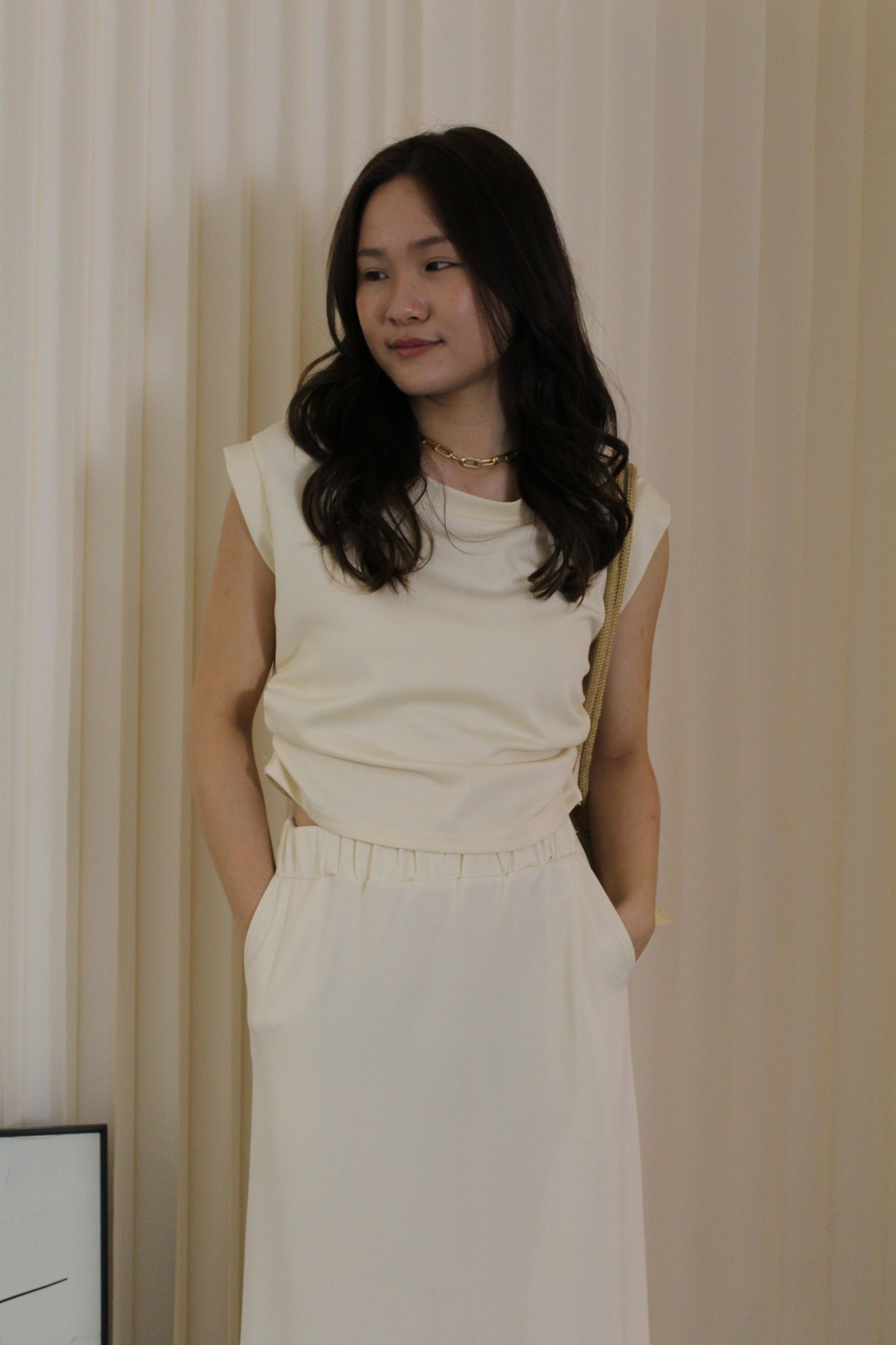 Keira Cotton Maxi Skirt (Cream)