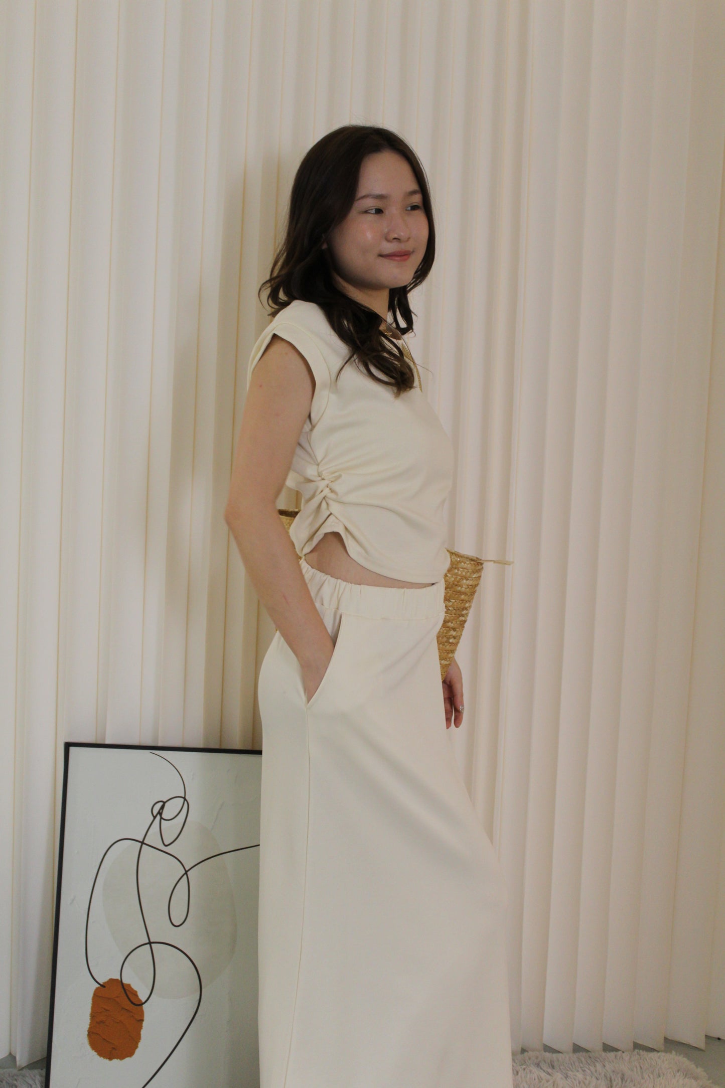 Keira Cotton Maxi Skirt (Cream)