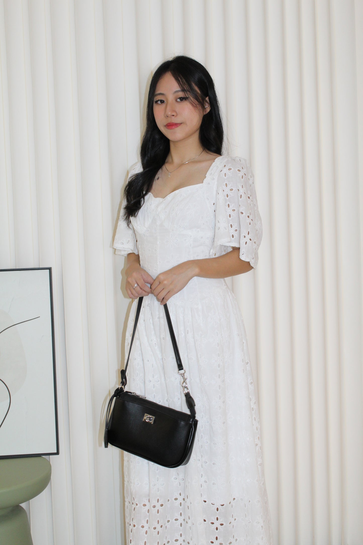 Priscilla Broderie Maxi Dress (White)