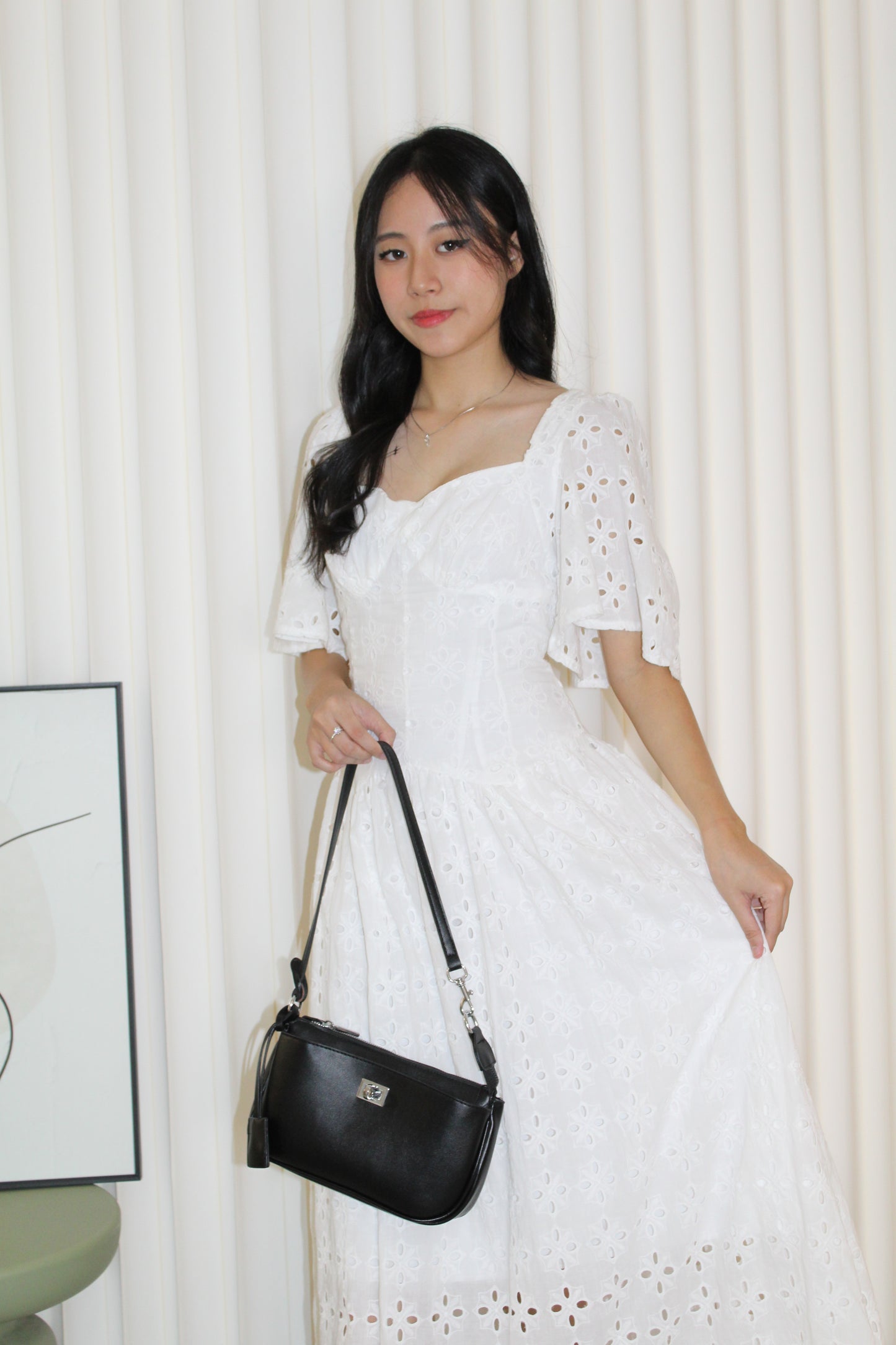 Priscilla Broderie Maxi Dress (White)