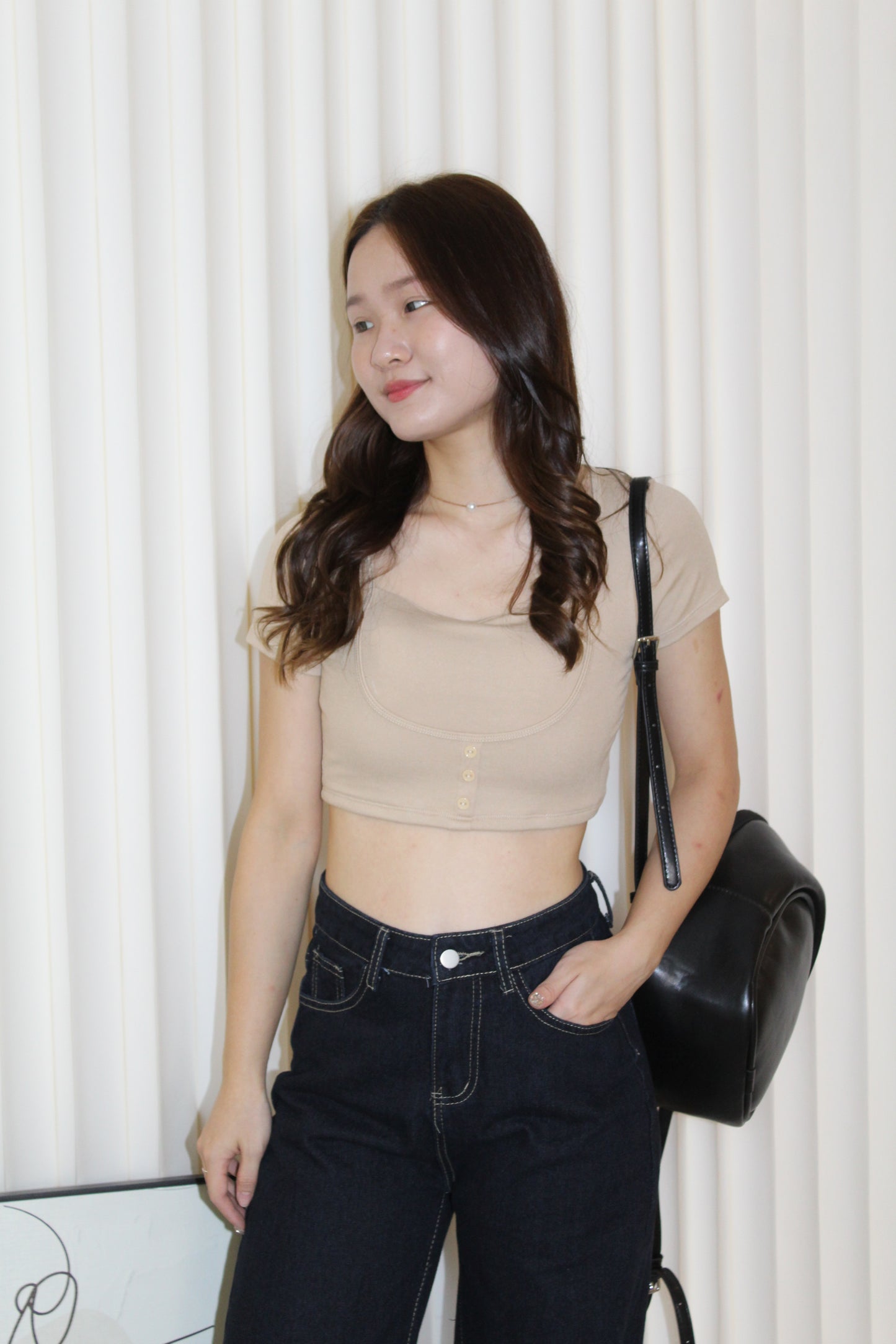 Patricia Padded Crop Top (Grey)