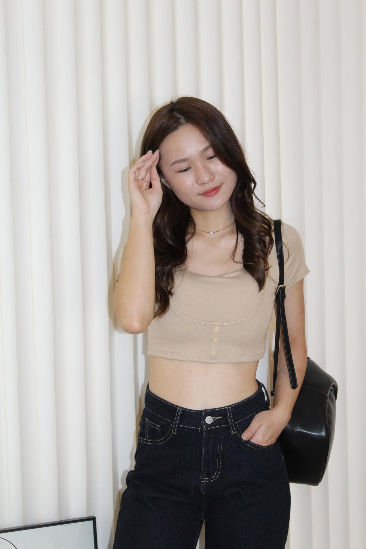 Patricia Padded Crop Top (Grey)