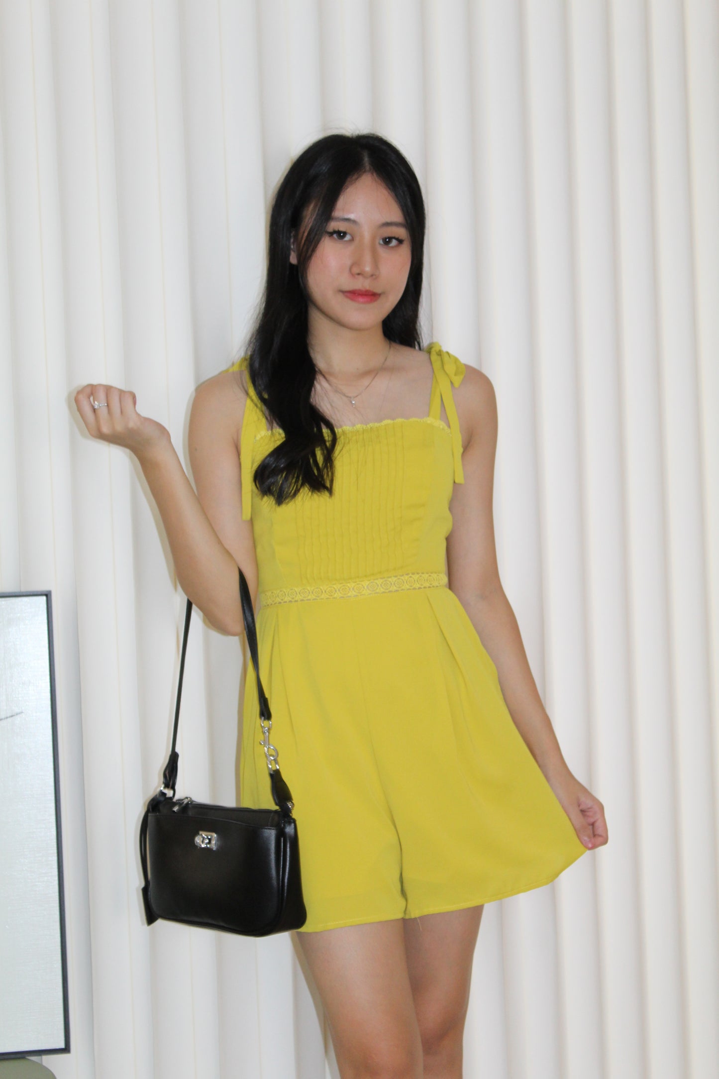 Emma Pleated Romper (Yellow)
