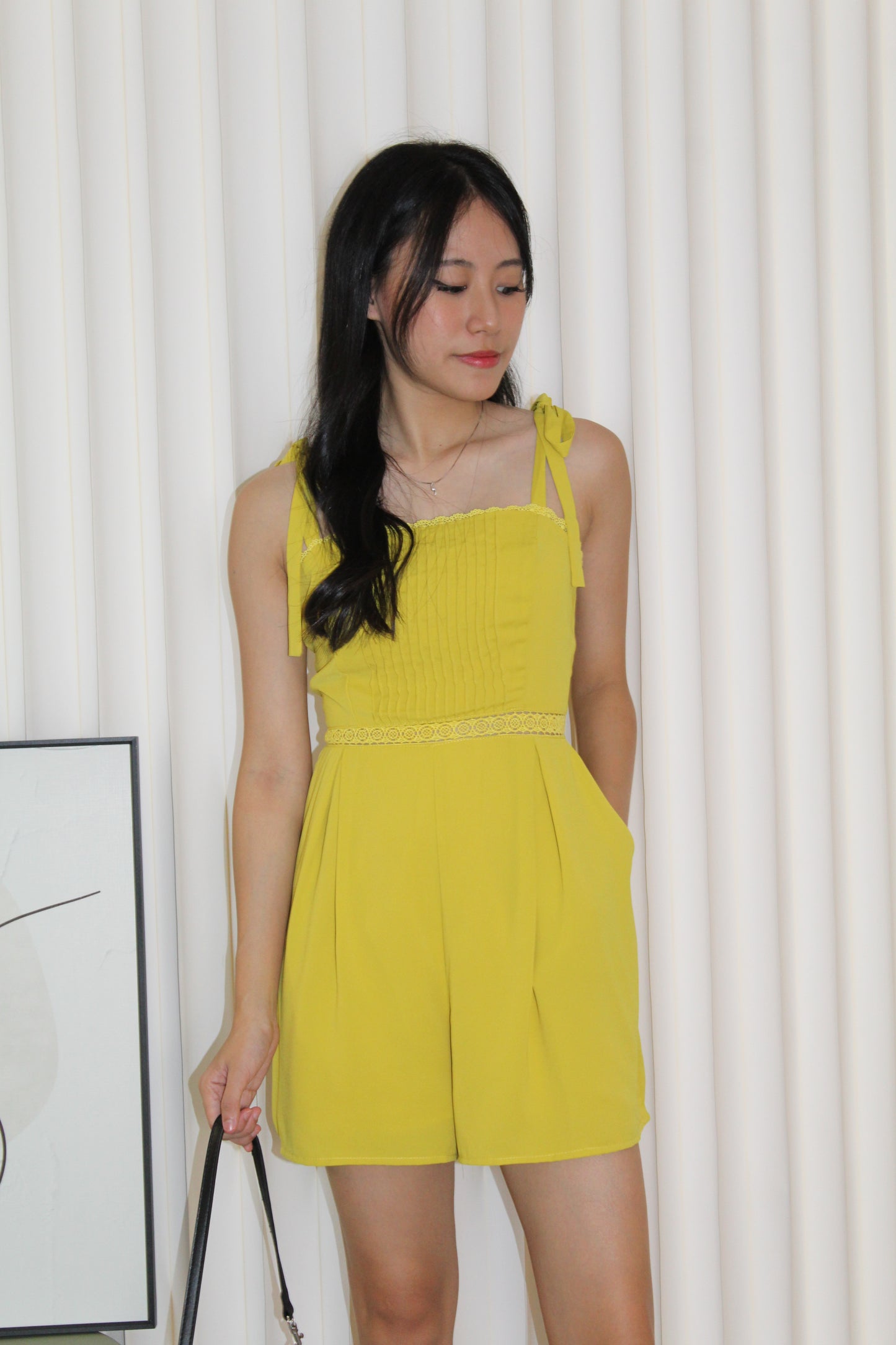 Emma Pleated Romper (Yellow)