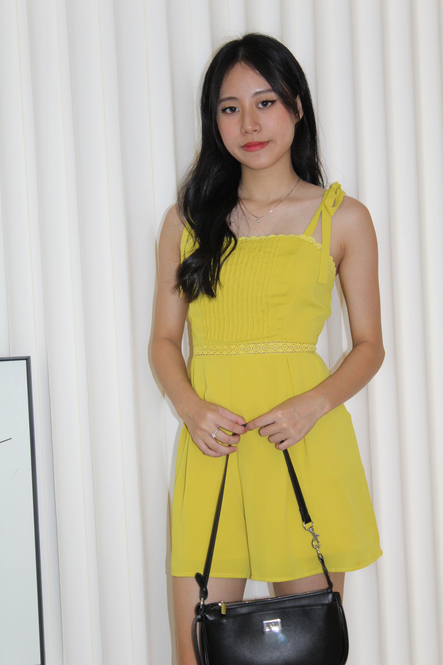 Emma Pleated Romper (Yellow)