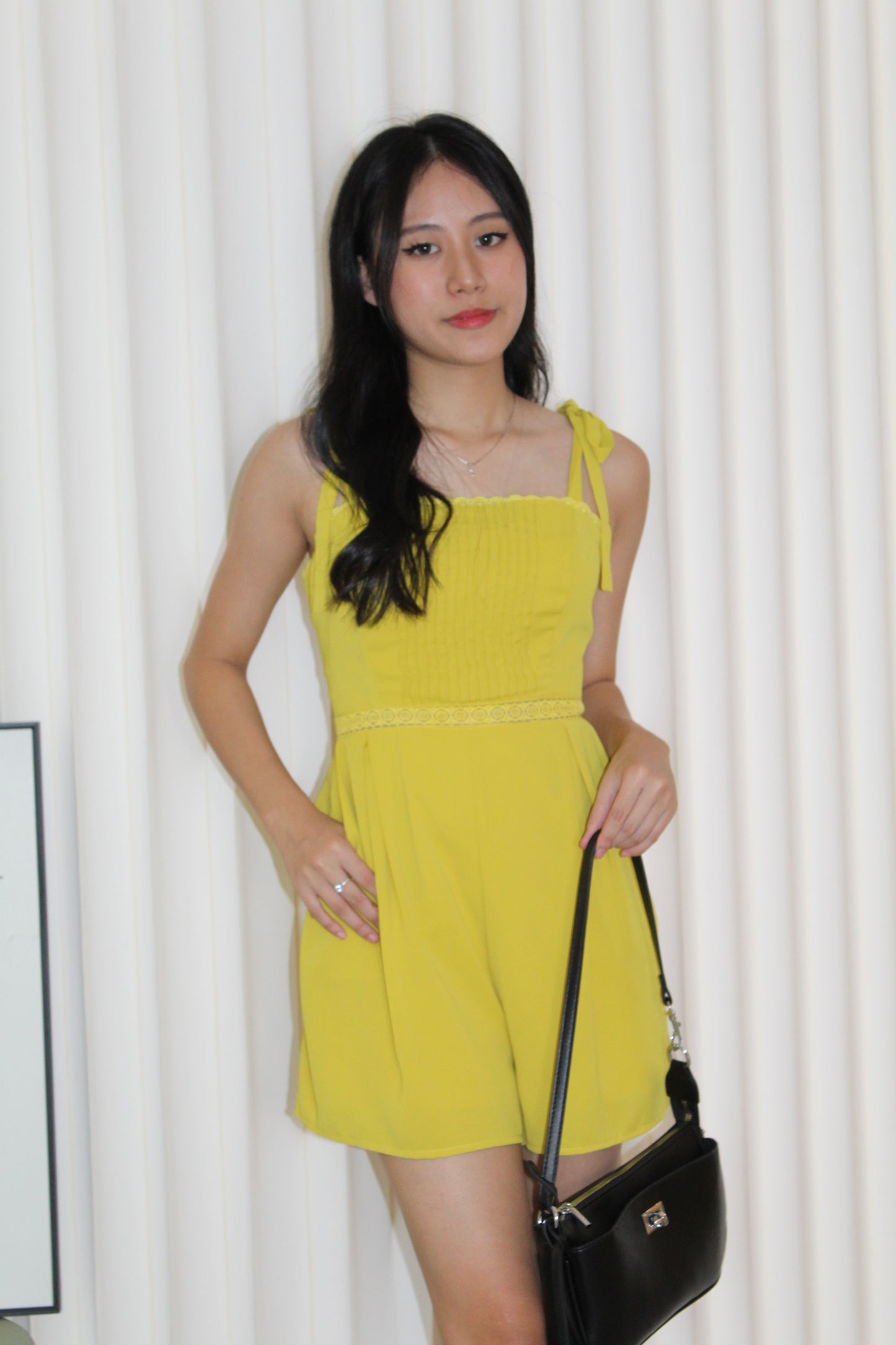 Emma Pleated Romper (Yellow)