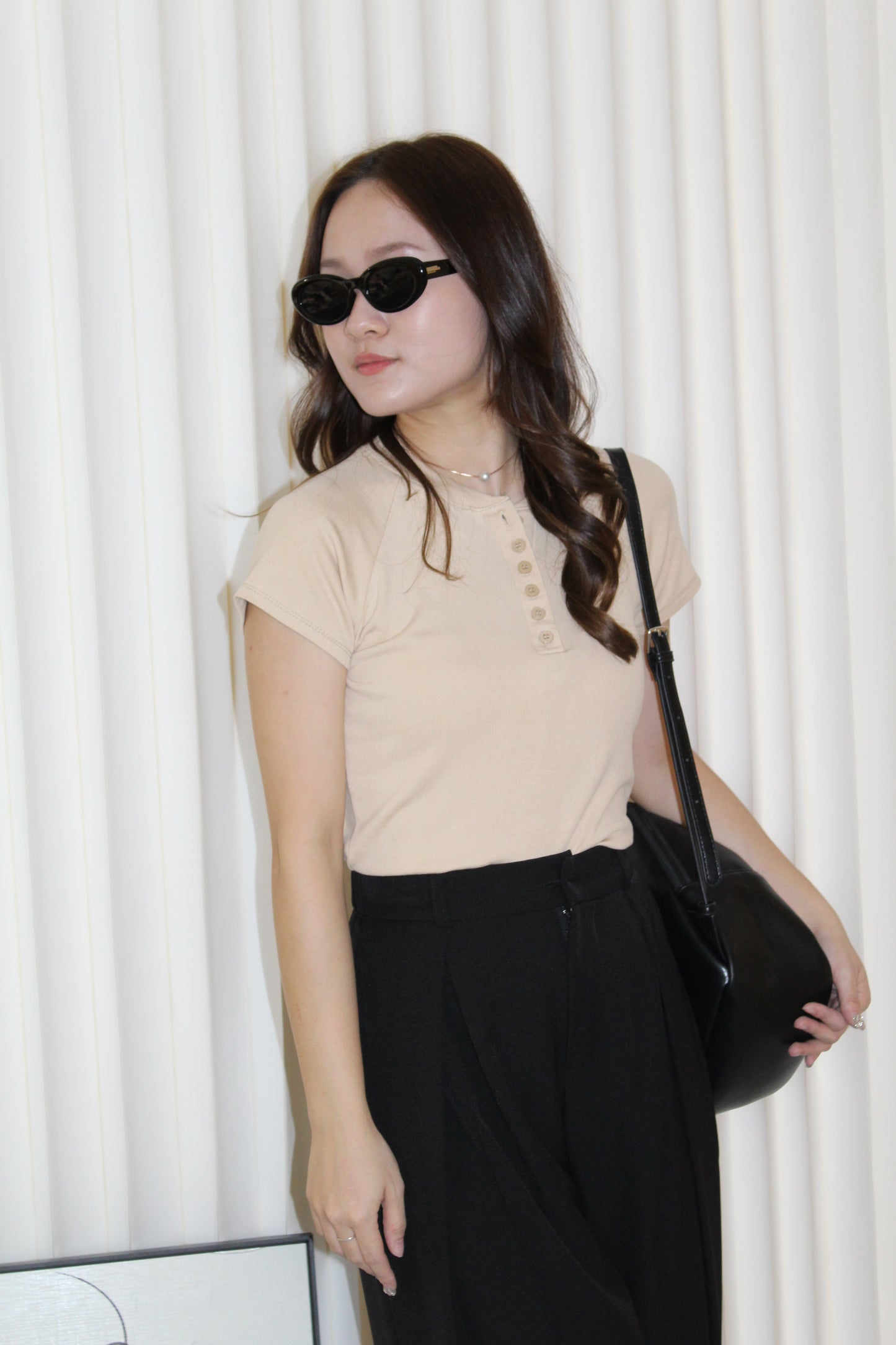 Connie Cotton Button Top (Grey)