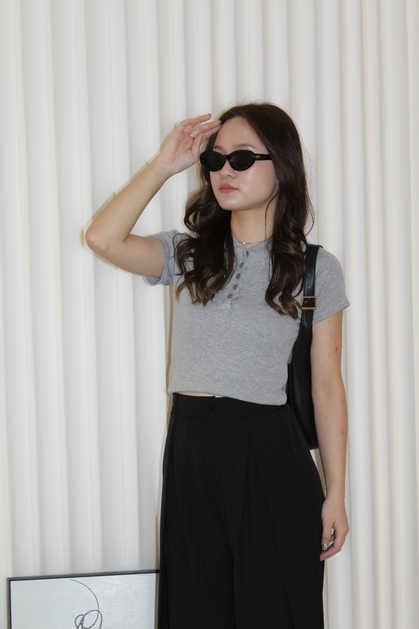 Connie Cotton Button Top (Grey)