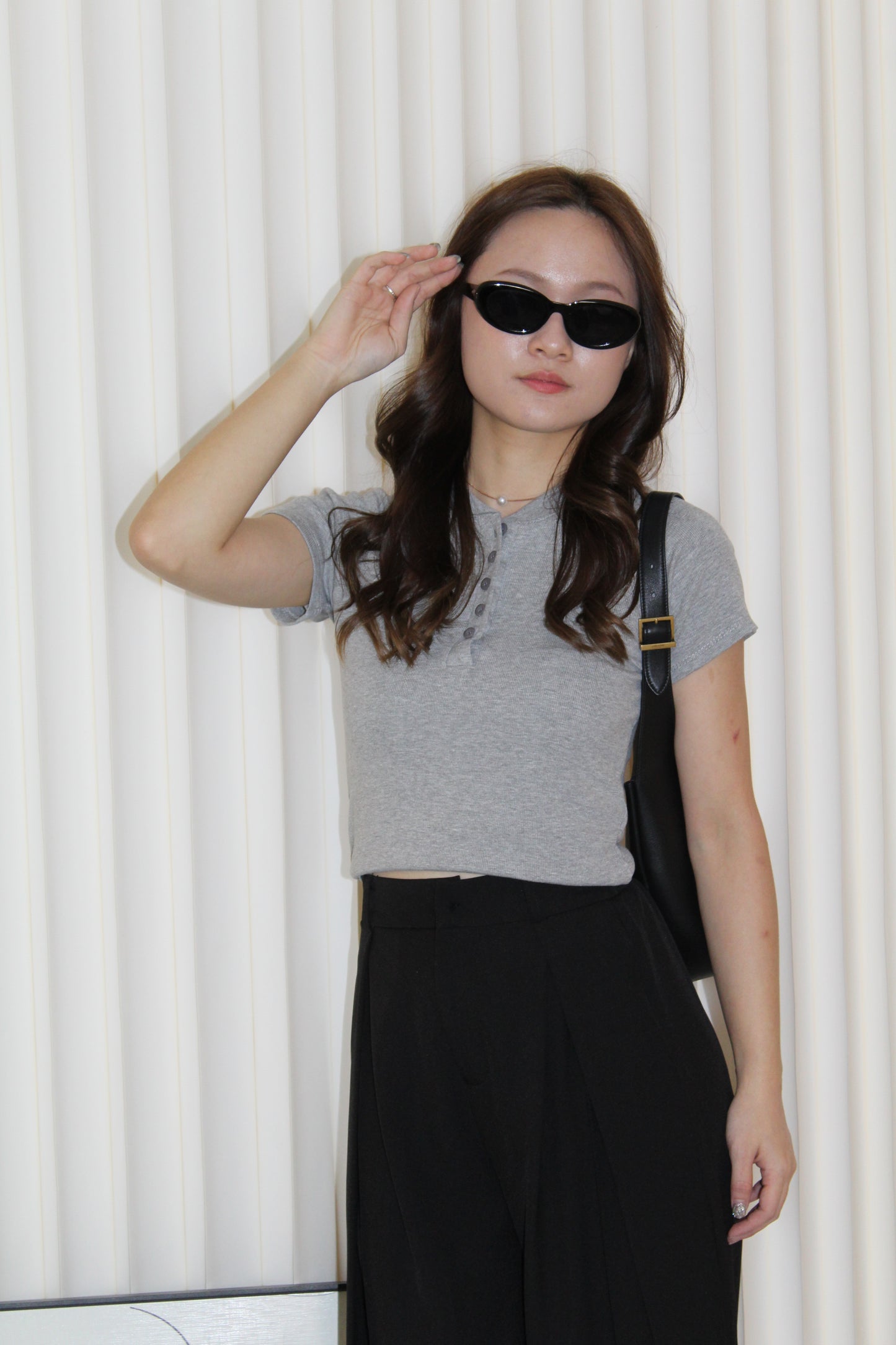 Connie Cotton Button Top (Grey)