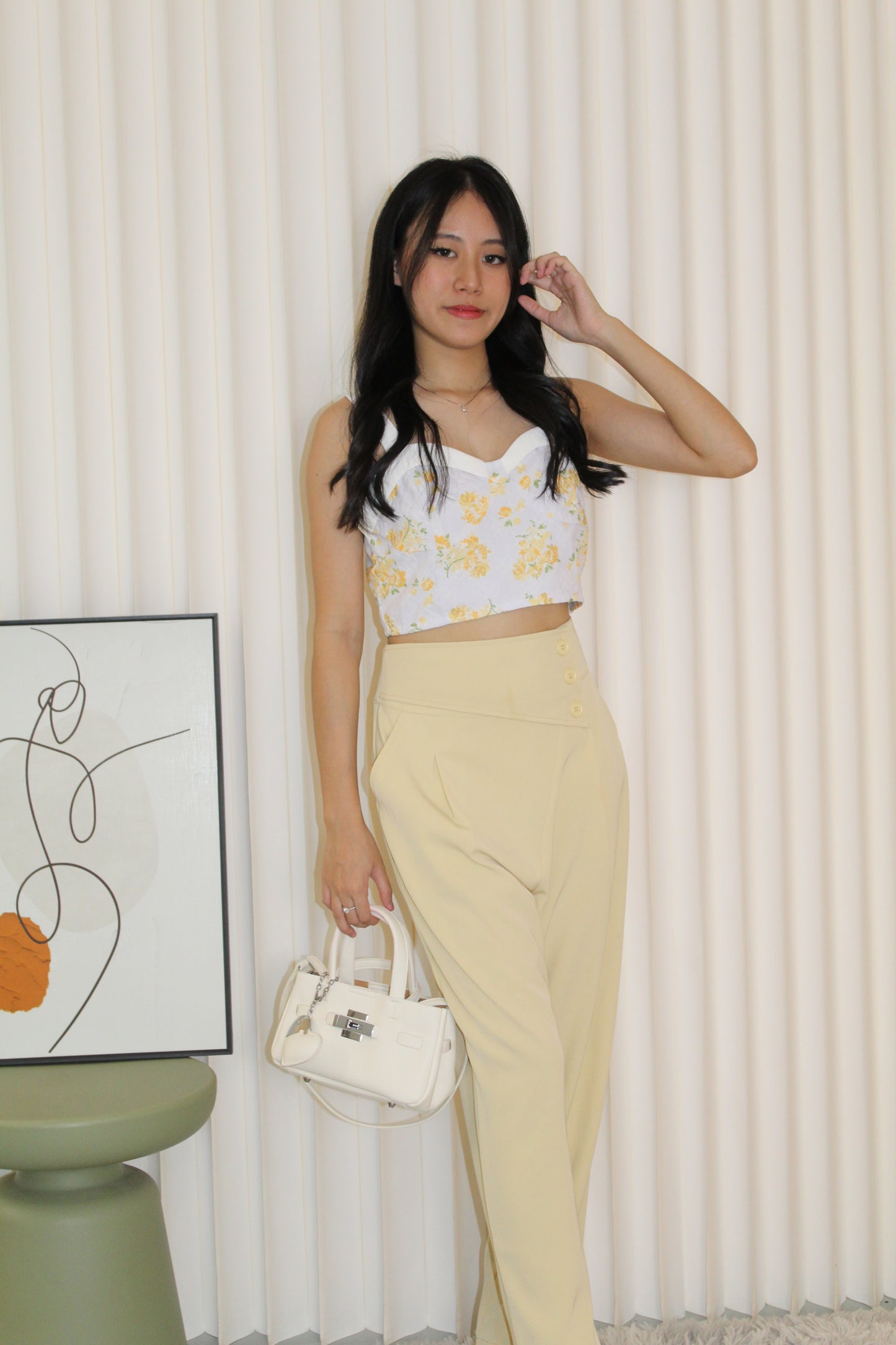 Willow Floral Crop Top (White)