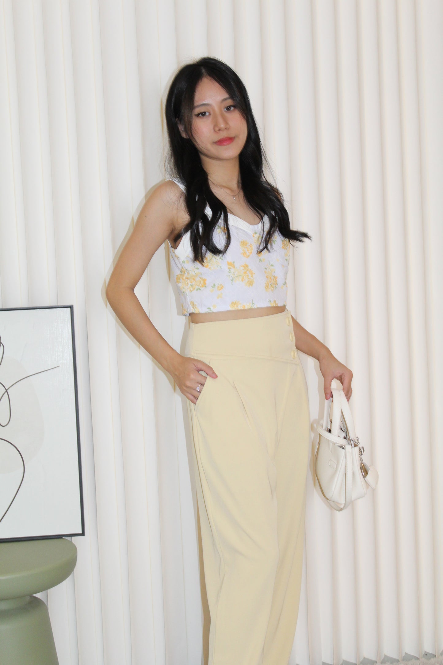Willow Floral Crop Top (White)