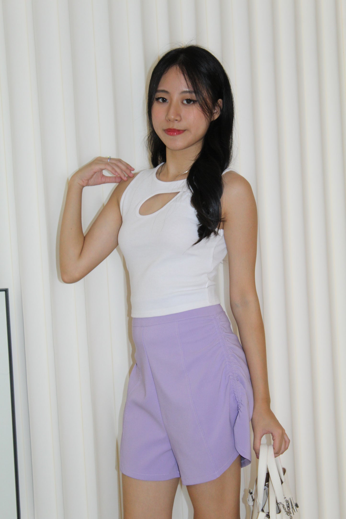 Lilian High Waisted Shorts (Lilac)