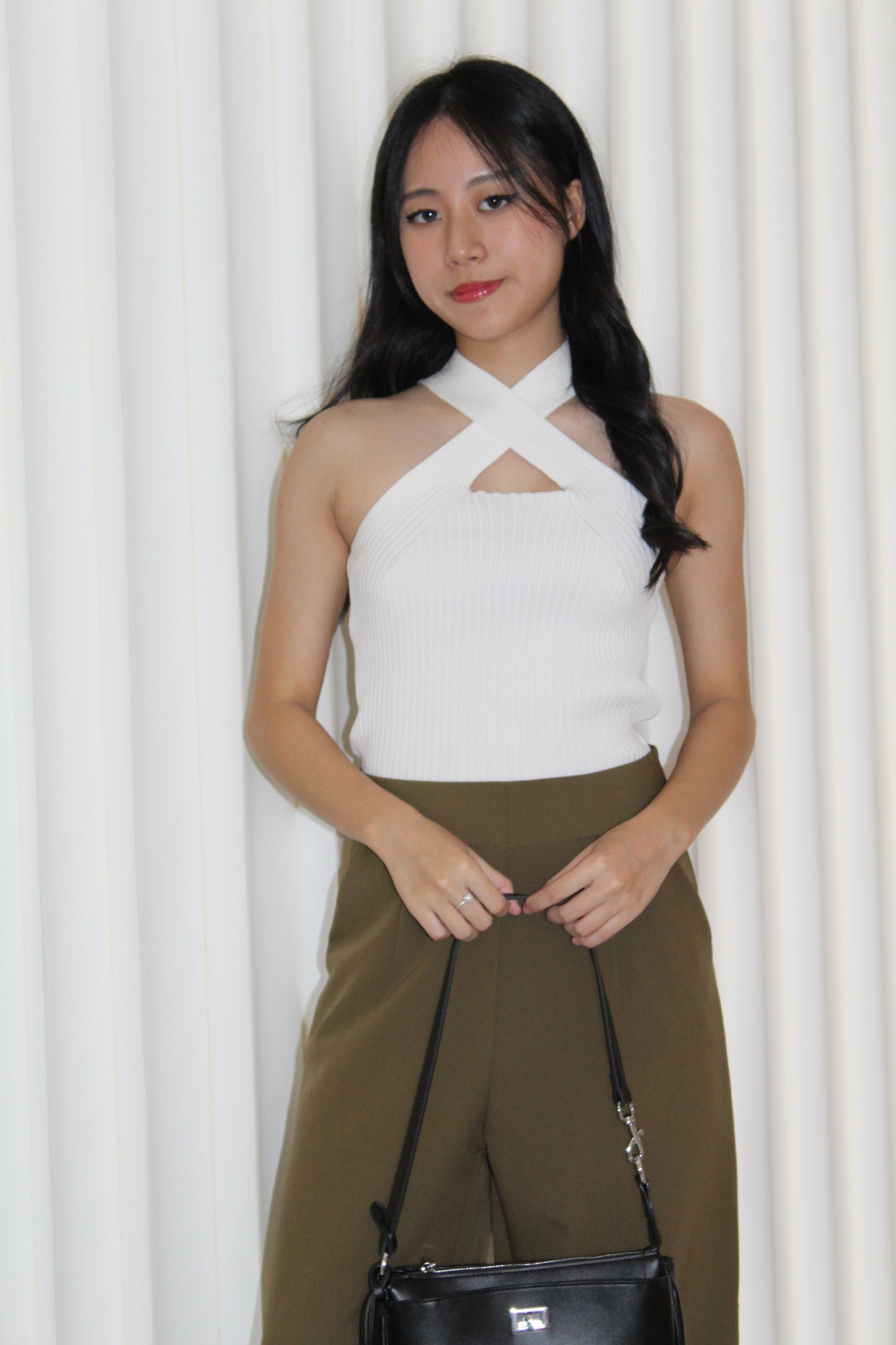 Raelynn Knit Cross Top (White)