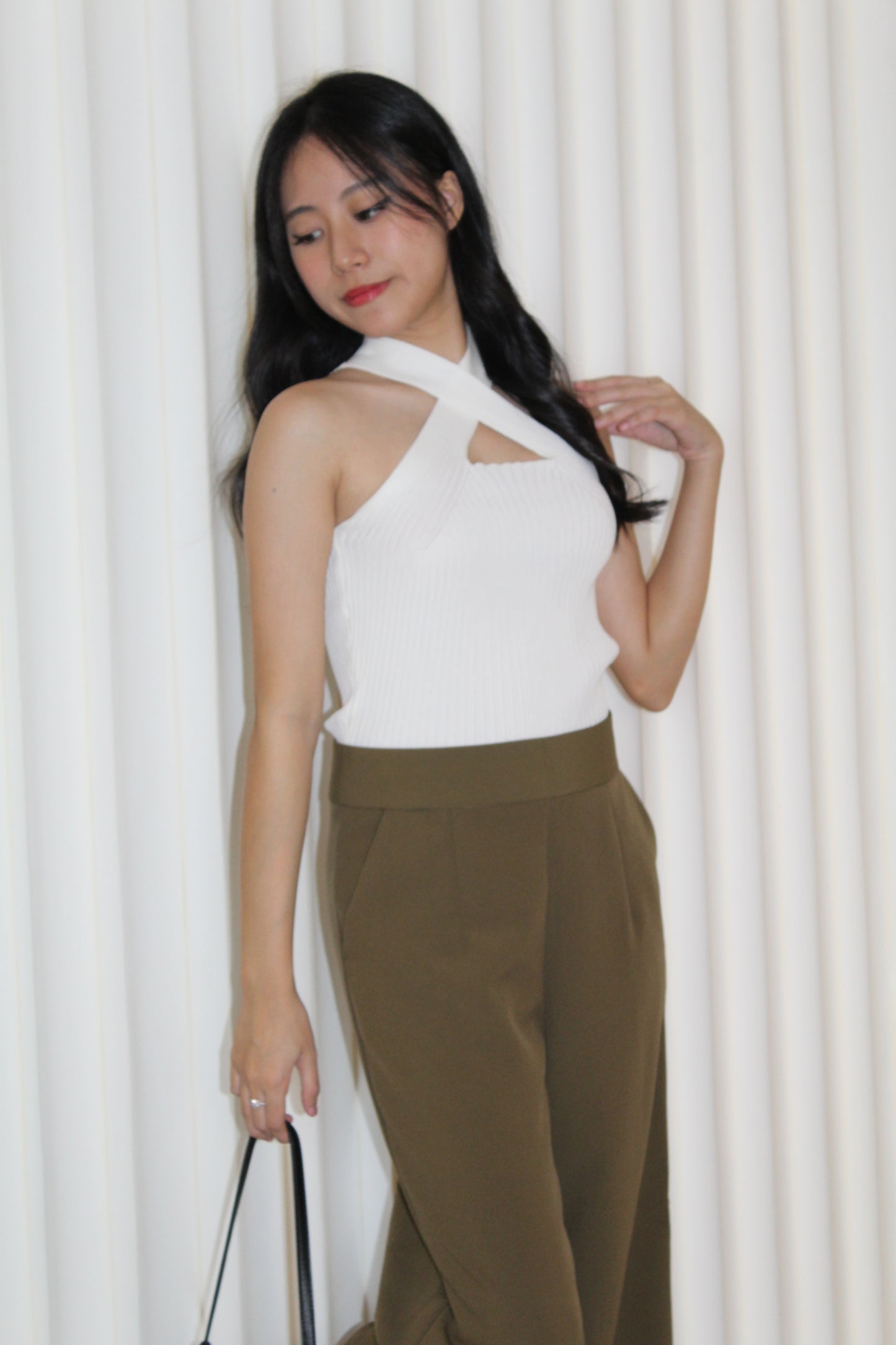 Raelynn Knit Cross Top (White)