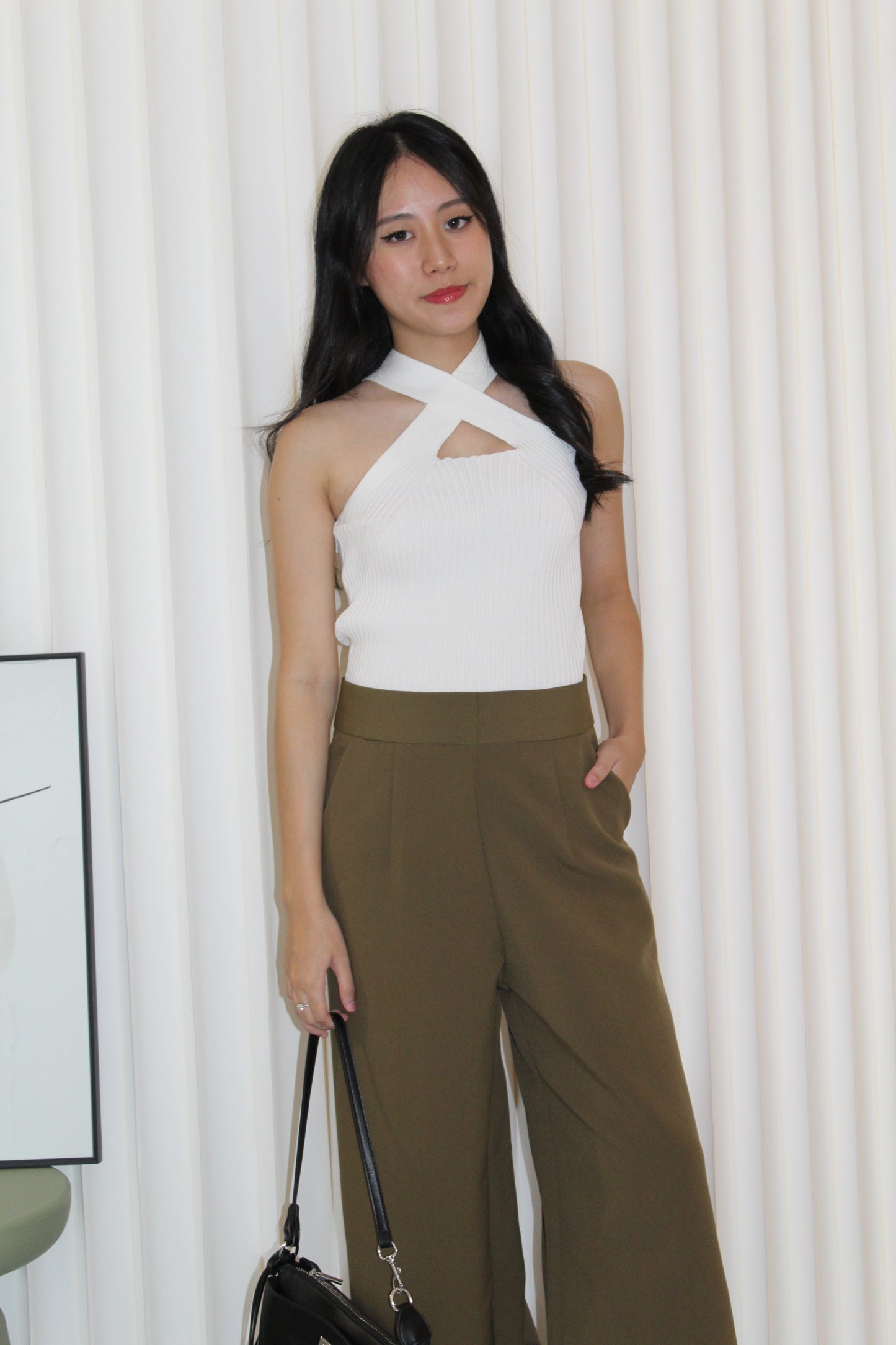 Raelynn Knit Cross Top (White)