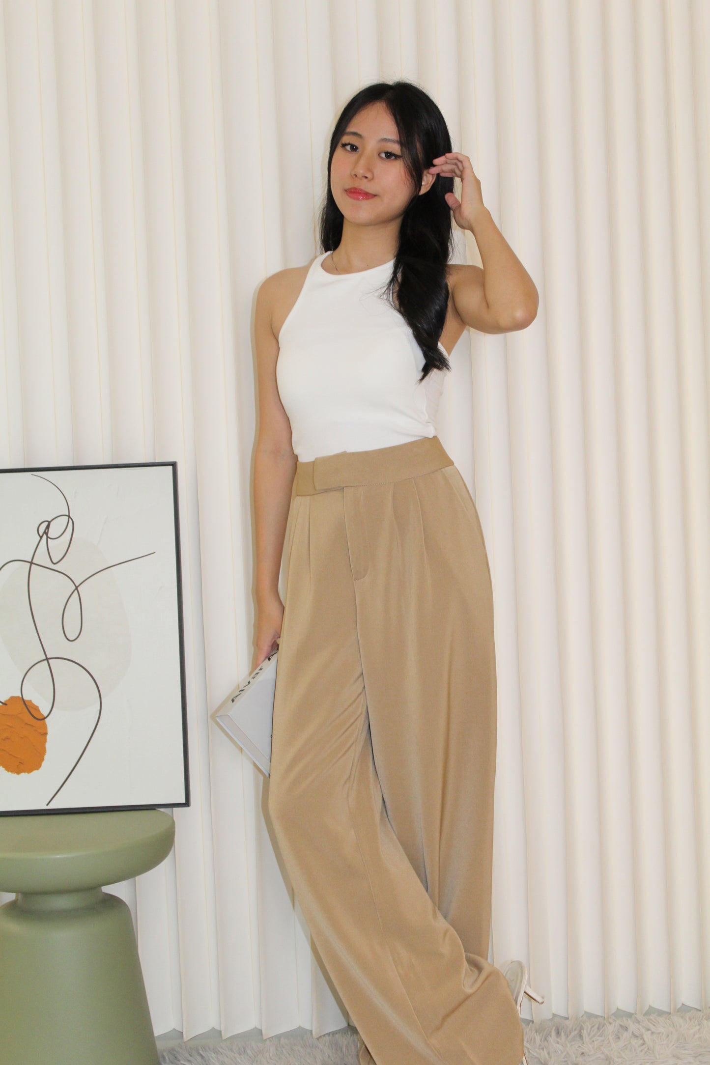Shanti Pleated Long Pants (Brown)
