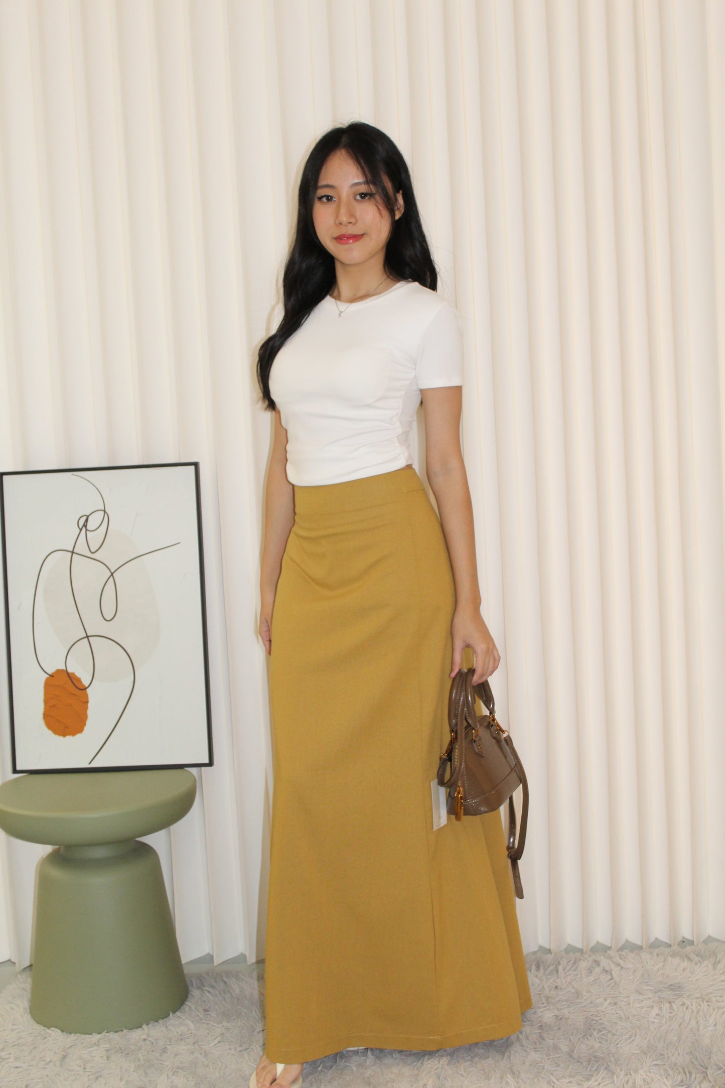 Chammer Cotton Maxi Skirt (Brown)