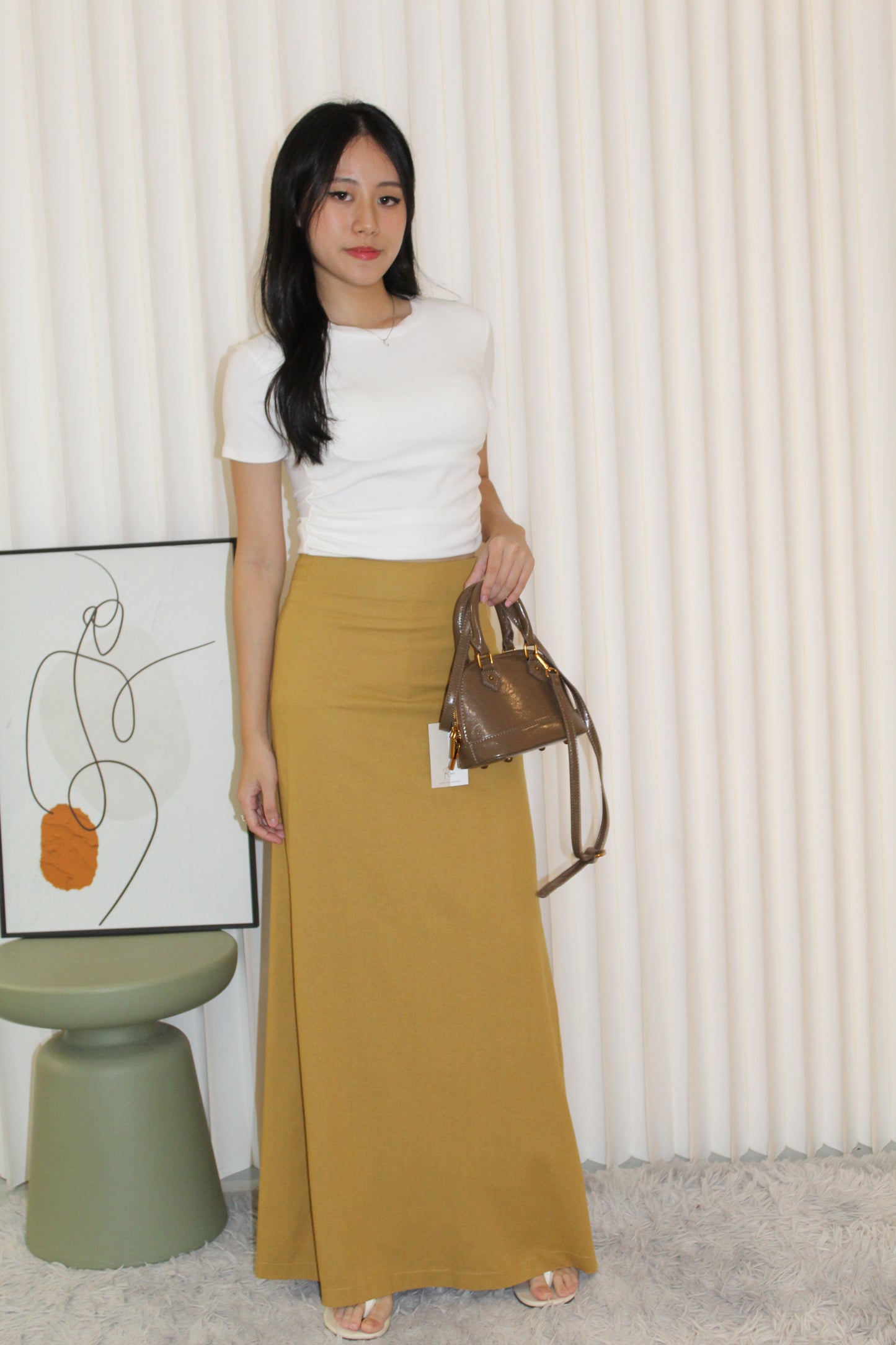 Chammer Cotton Maxi Skirt (Brown)
