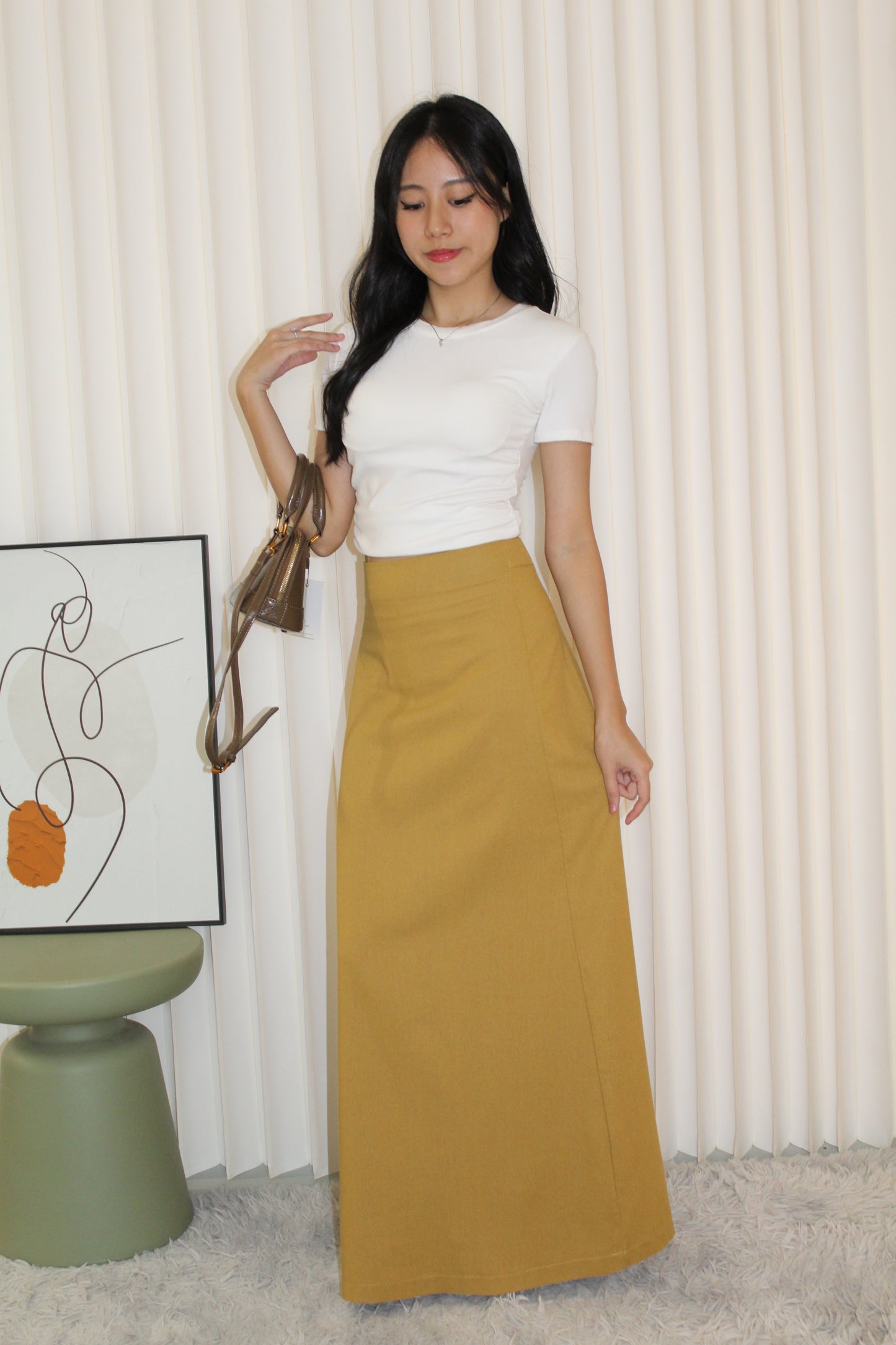Chammer Cotton Maxi Skirt (Brown)