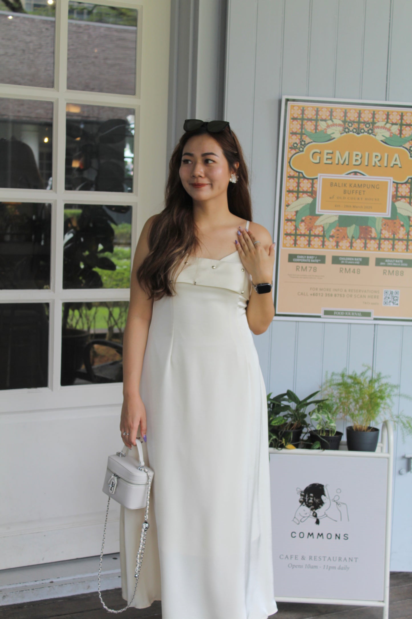 Shermaine Satin Flowy Maxi Dress (Cream)