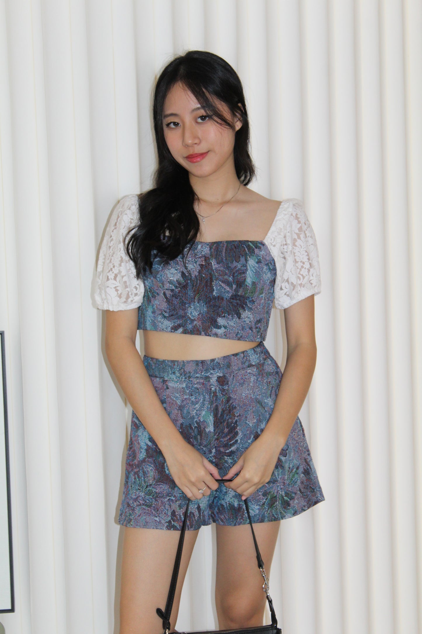 Luca Floral Two Piece Shorts Set (Dark Blue)