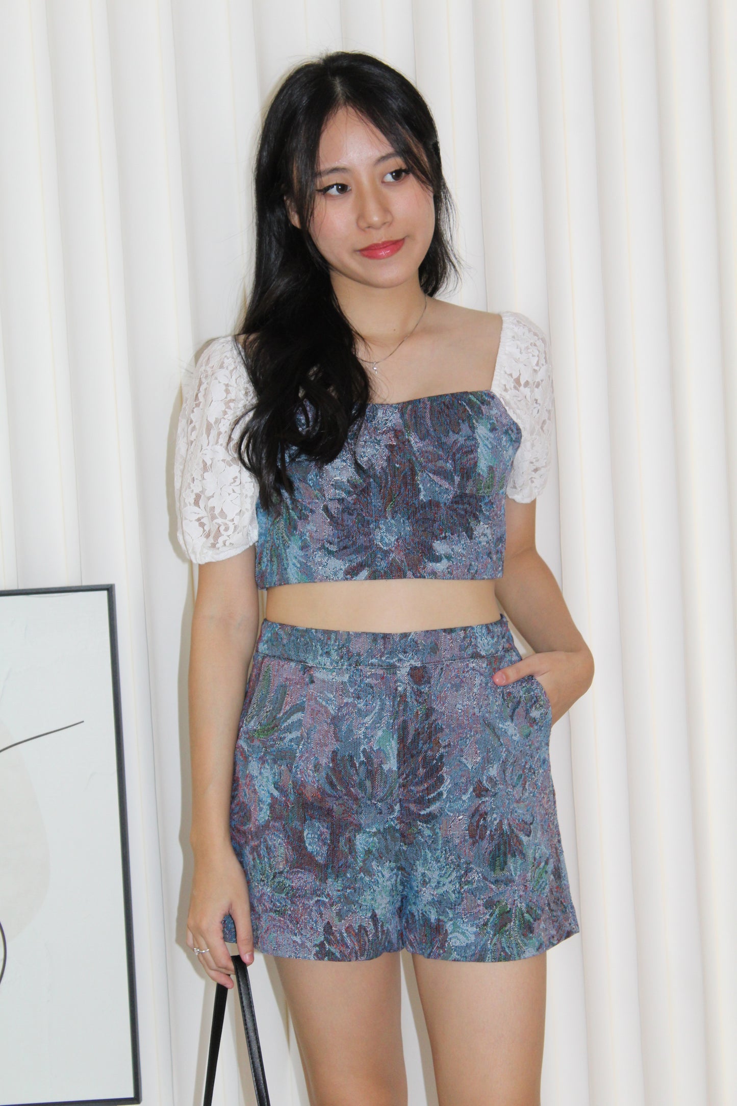 Luca Floral Two Piece Shorts Set (Dark Blue)