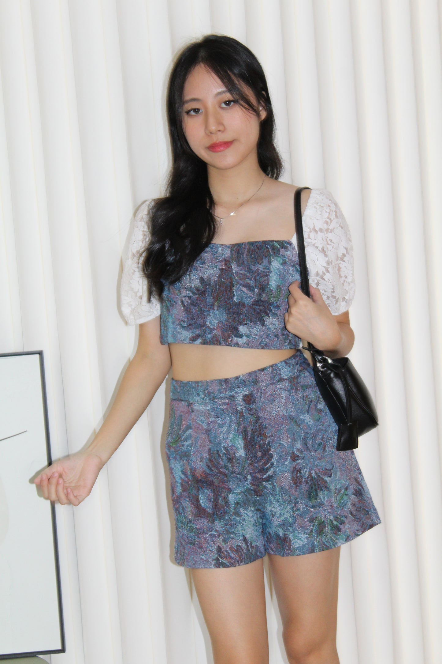 Luca Floral Two Piece Shorts Set (Dark Blue)