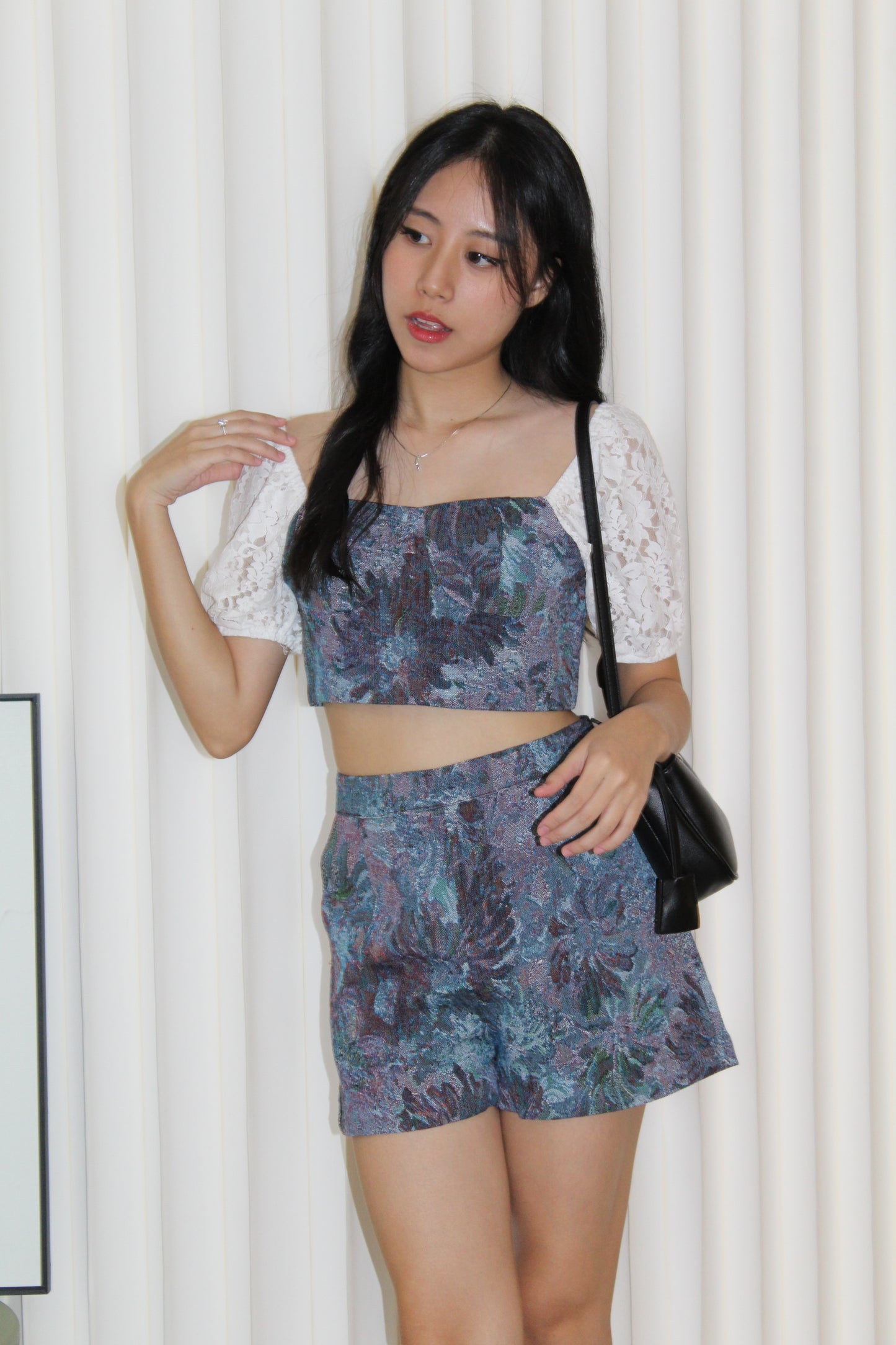 Luca Floral Two Piece Shorts Set (Dark Blue)