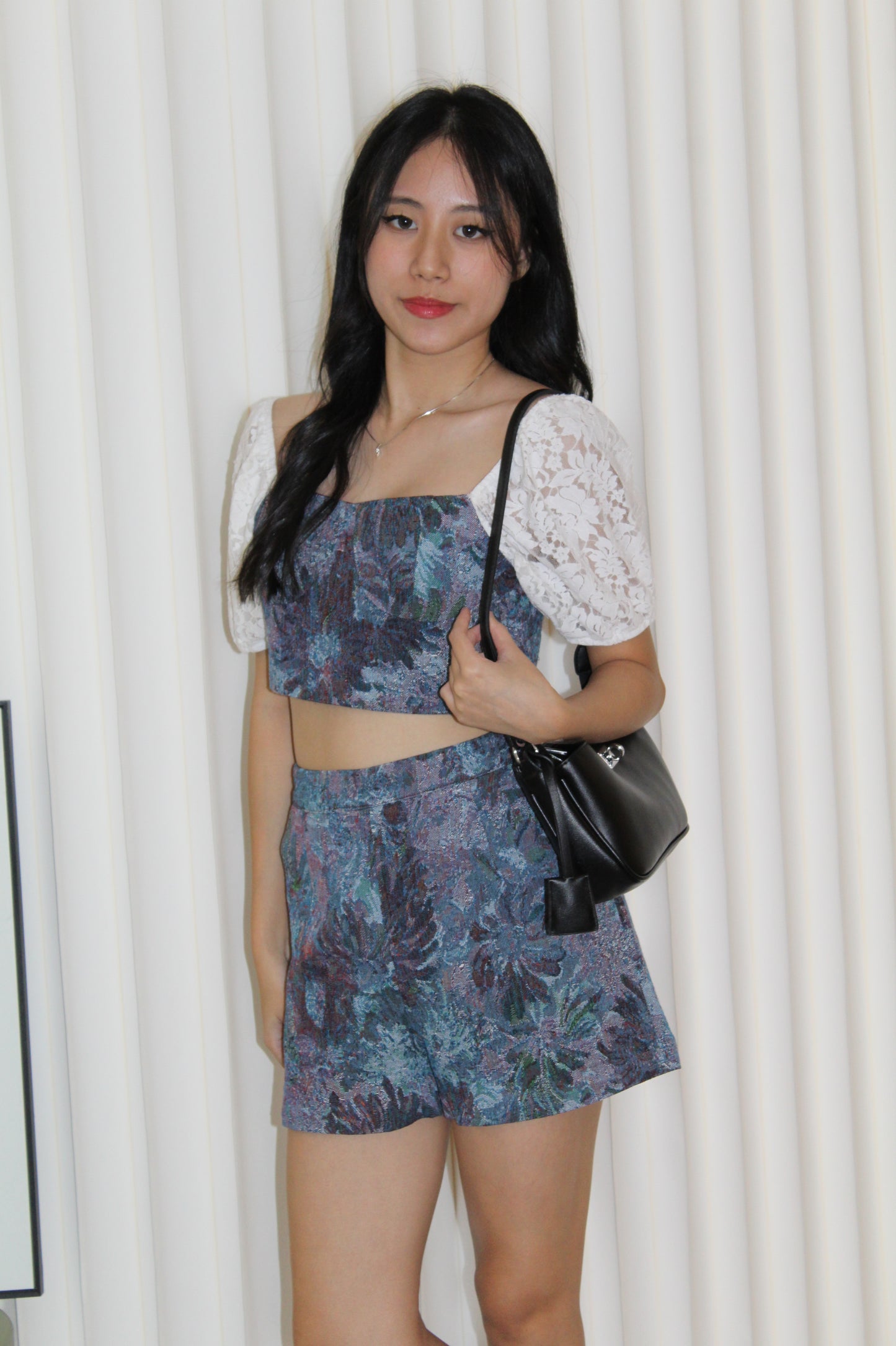 Luca Floral Two Piece Shorts Set (Dark Blue)