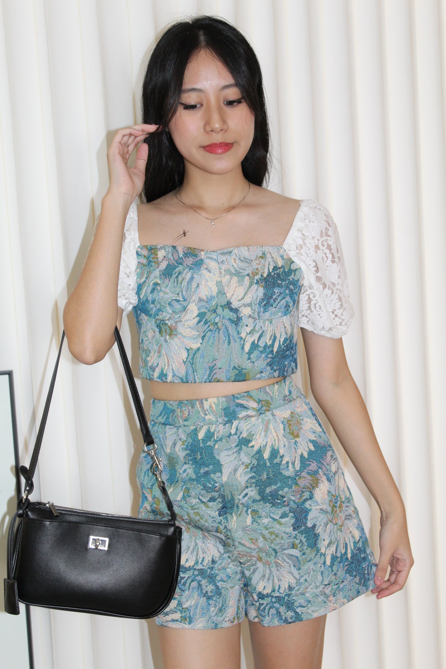 Luca Floral Two Piece Shorts Set (Dark Blue)