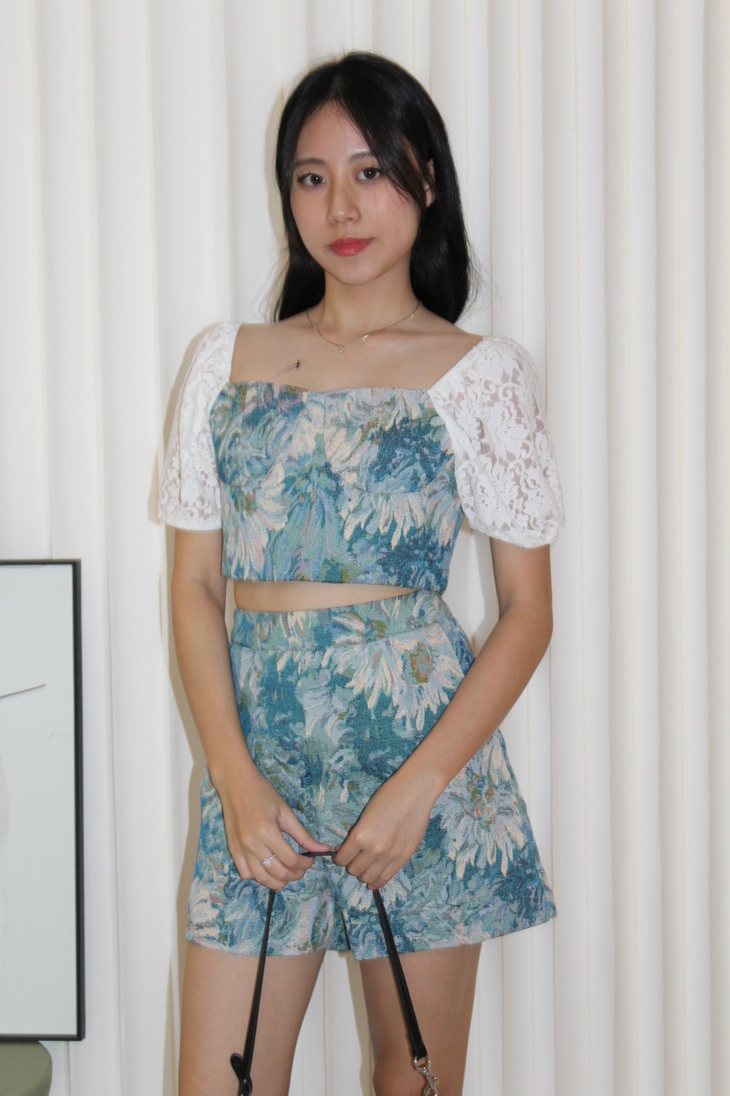 Luca Floral Two Piece Shorts Set (Dark Blue)