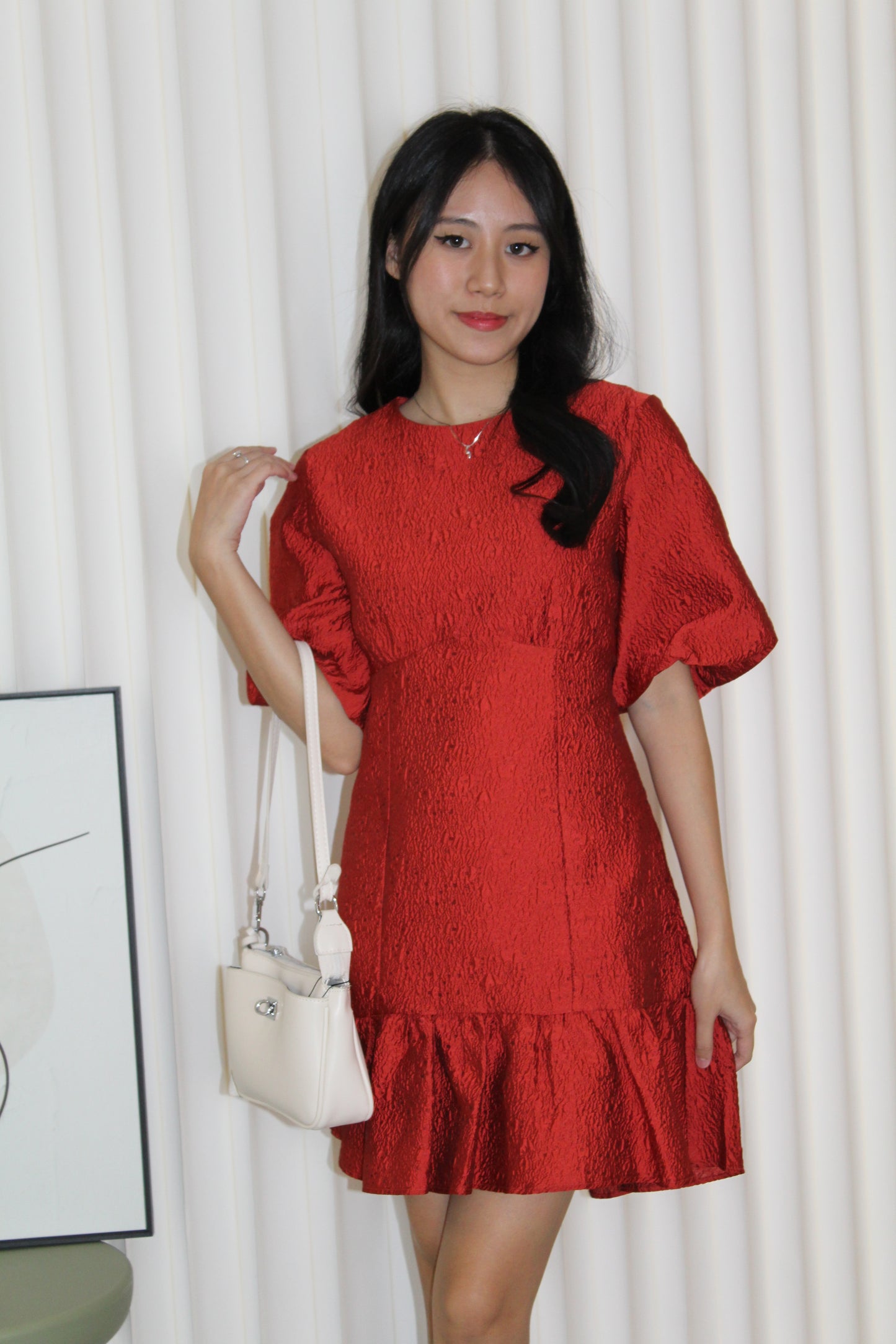Julia Puffy Mini Dress (Red)