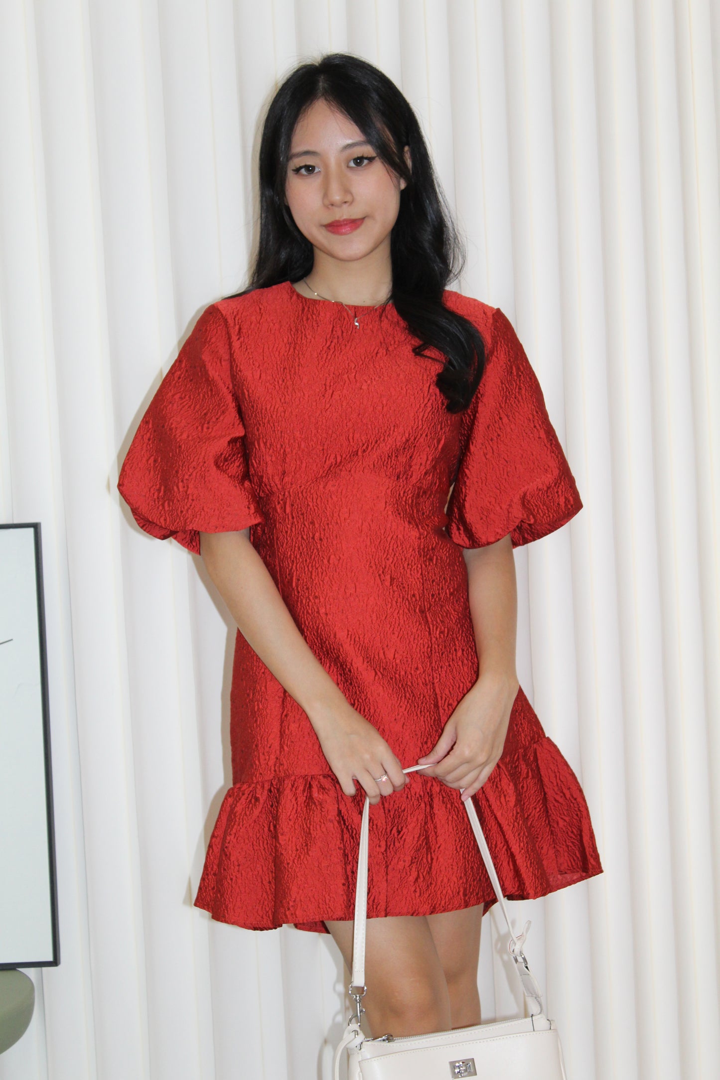 Julia Puffy Mini Dress (Red)