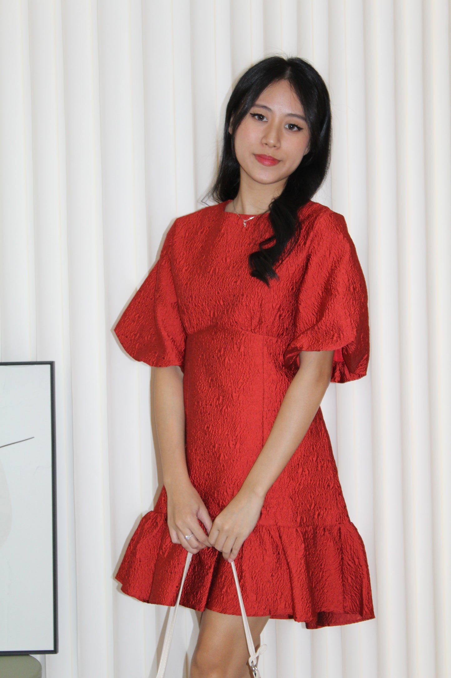 Julia Puffy Mini Dress (Red)