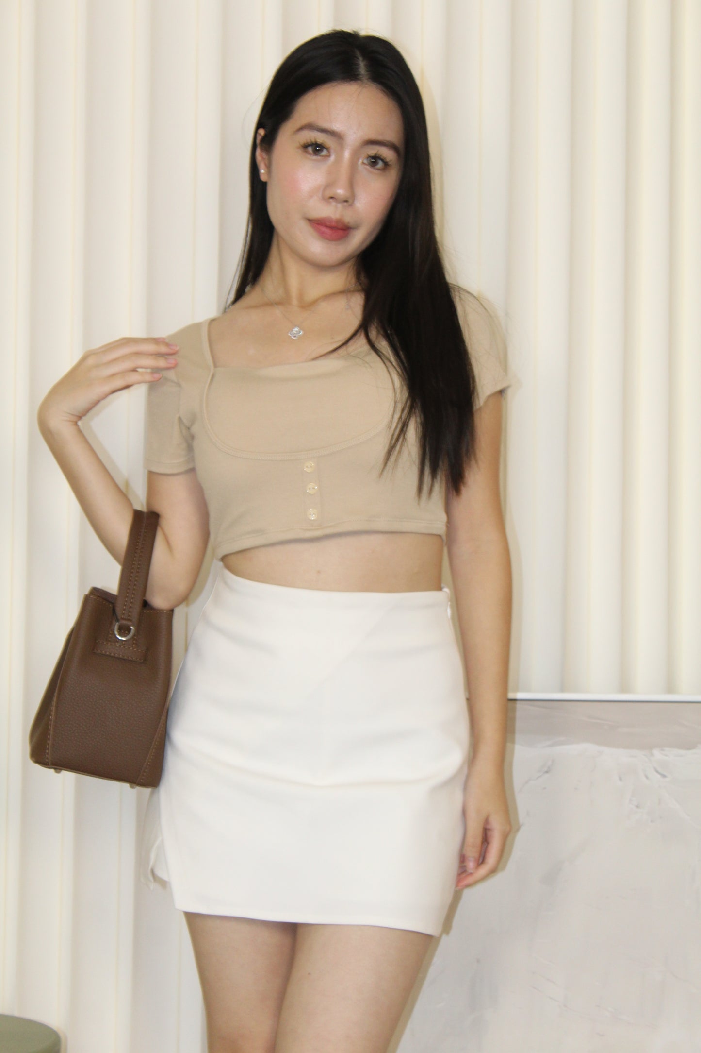 Patricia Padded Crop Top (Grey)