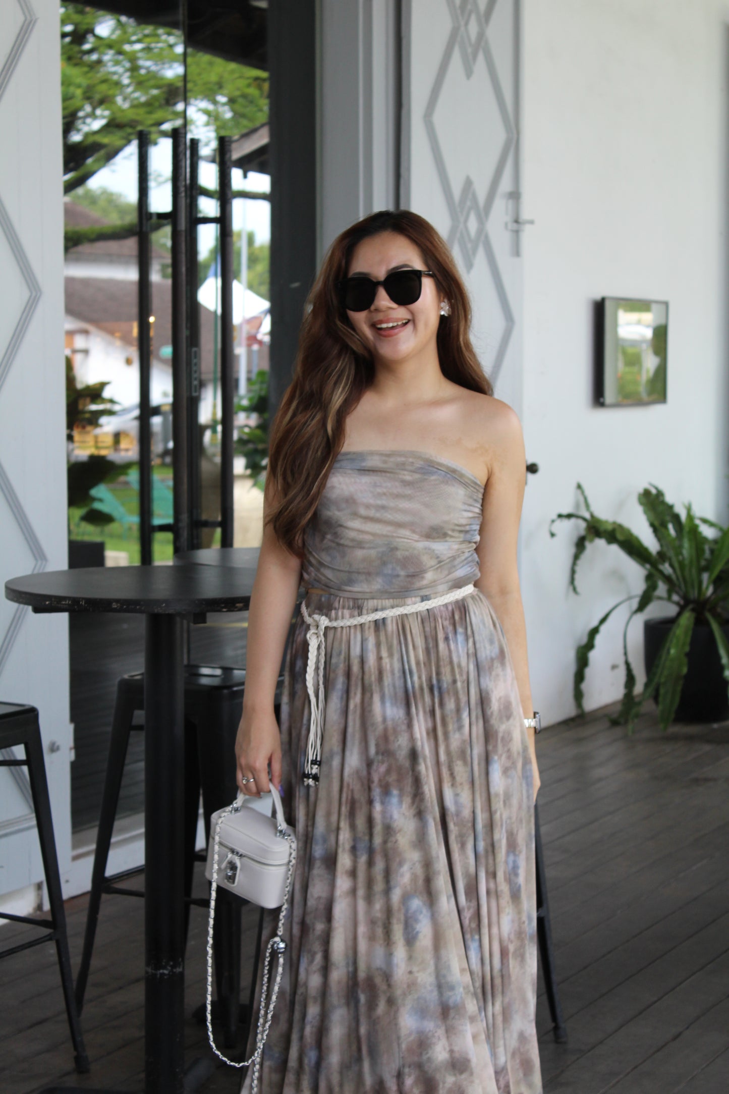 Gaia Ombre Tube Two Piece Skirt Set (Brown)
