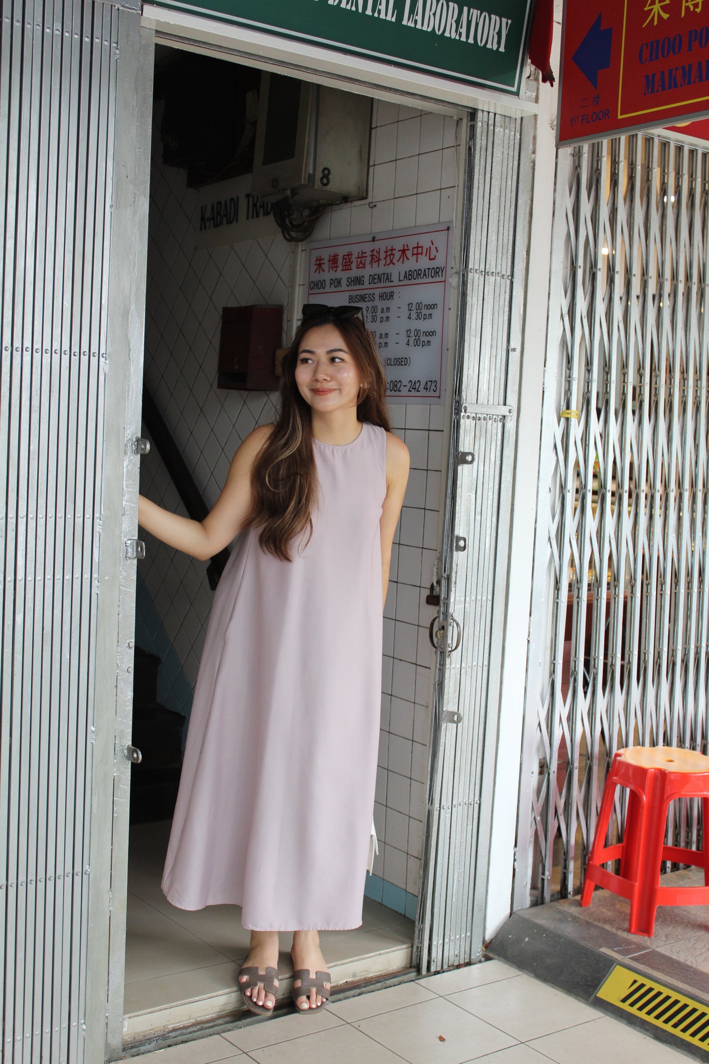 Vienna A-Line Midi Dress (White)