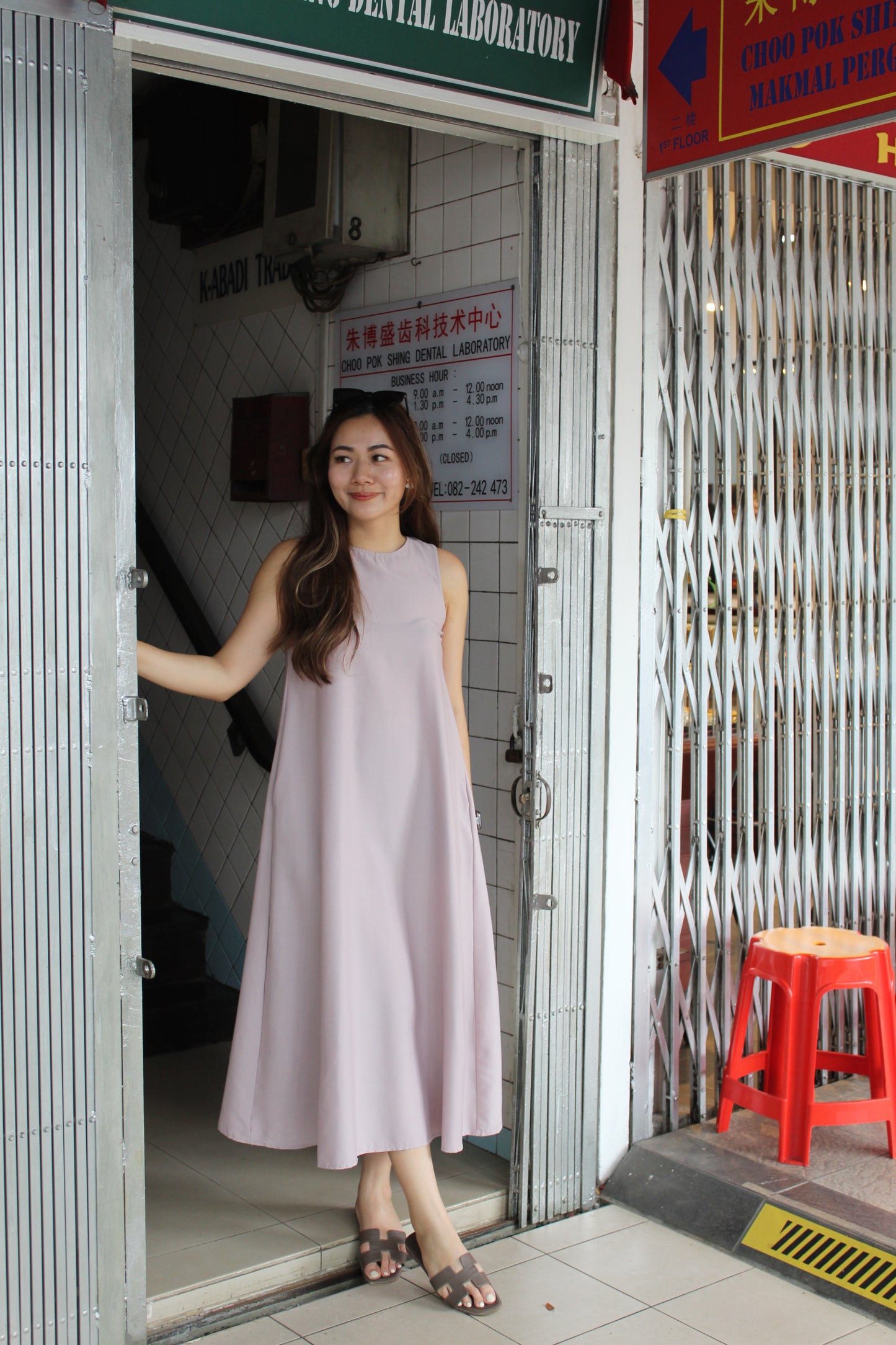 Vienna A-Line Midi Dress (White)